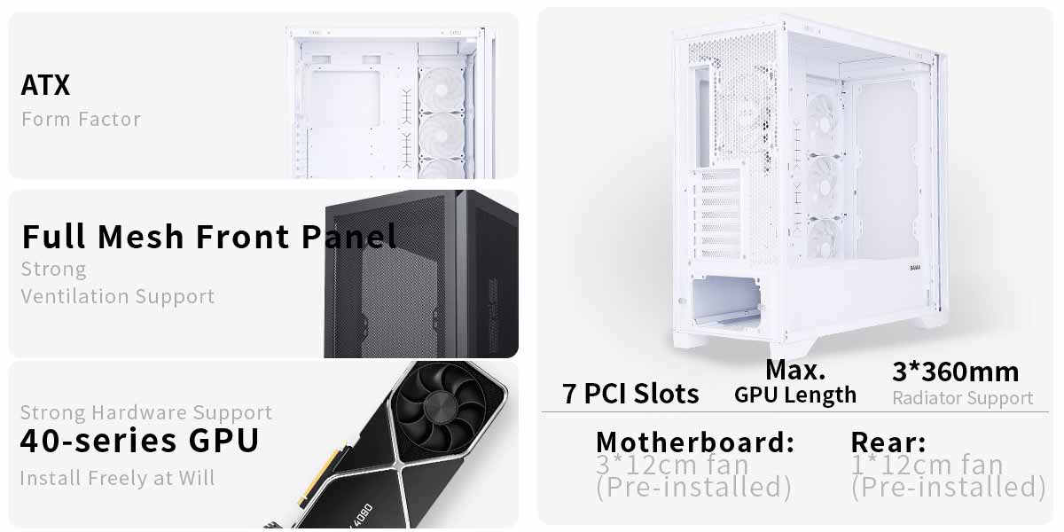 Sama 4501-White Gaming Computer Case