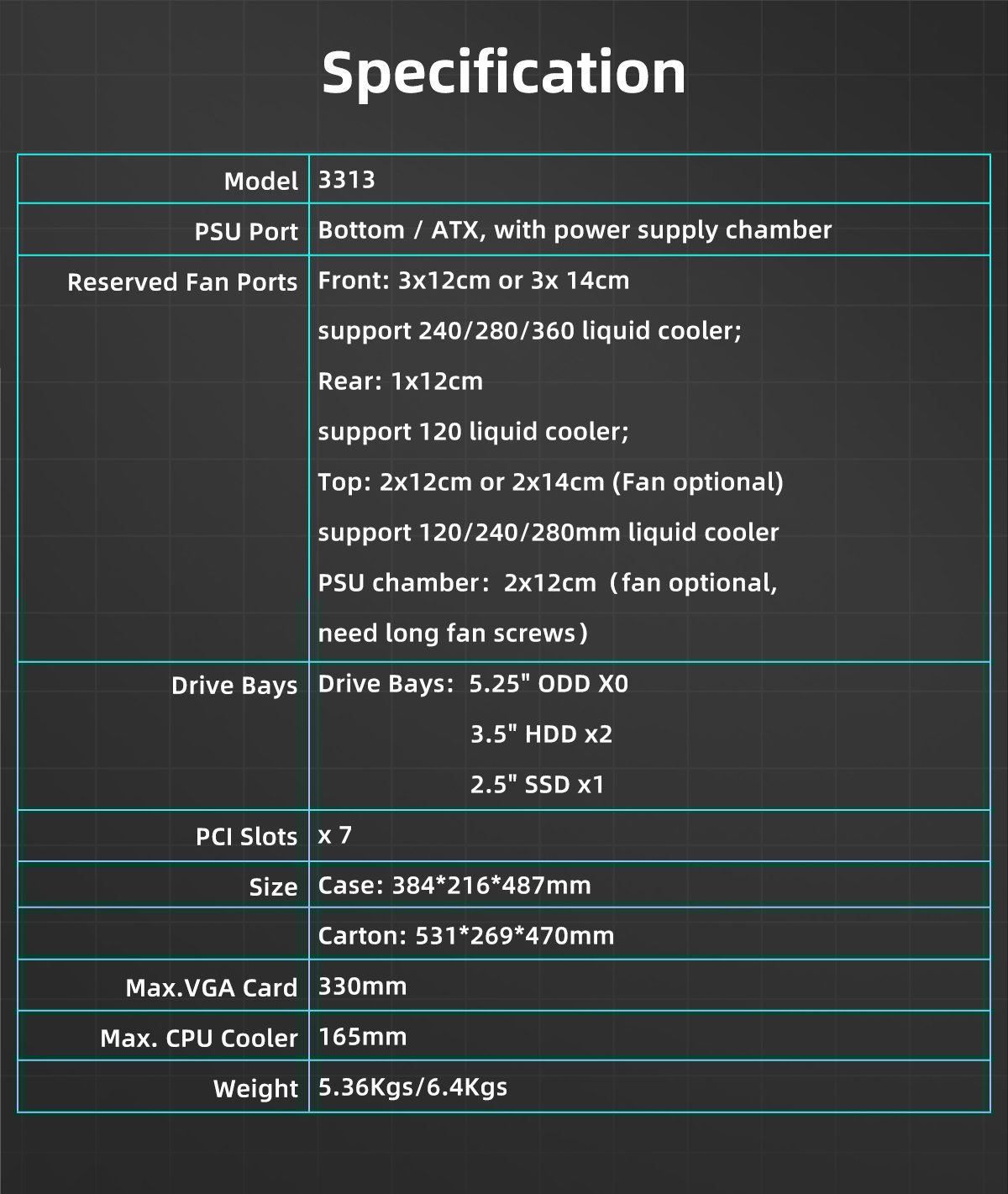Sama 3313 ATX Tower Gaming Computer Case