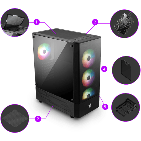 The #MSI MAG FORGE 112R #Gaming case is a mid-tower chassis made