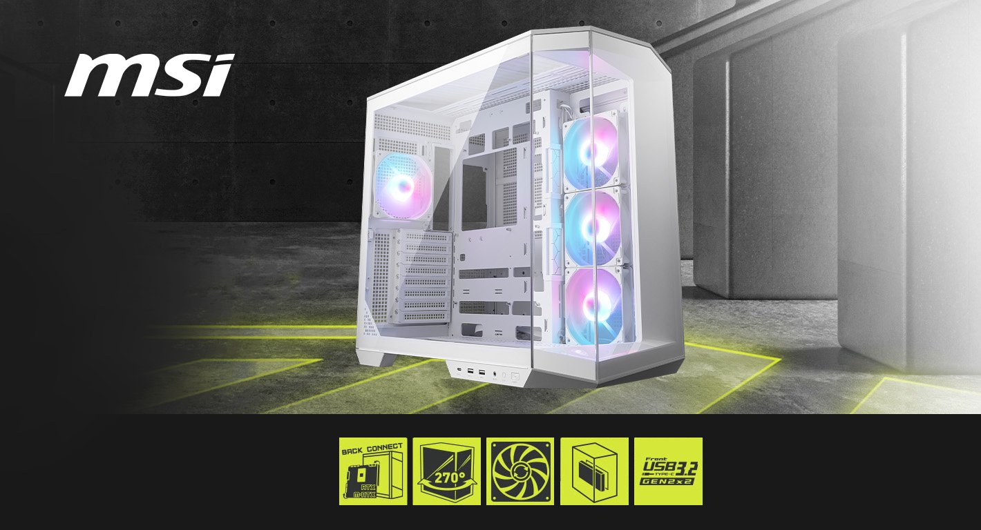 MSI MAG PANO 100R PZ White Project Zero Mid Tower ATX Gaming Case