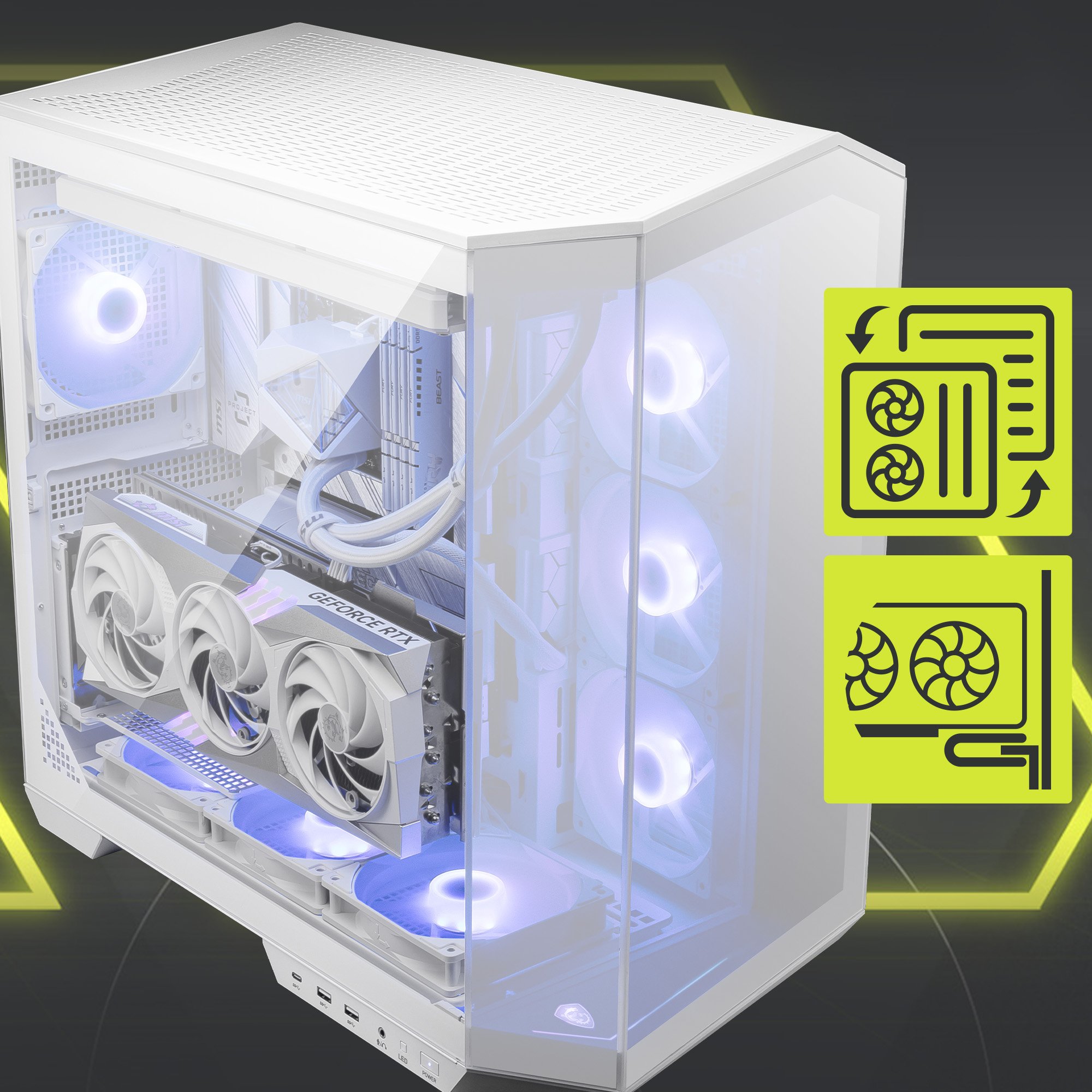 MSI MAG PANO 100R PZ White Project Zero Mid Tower ATX Gaming Case