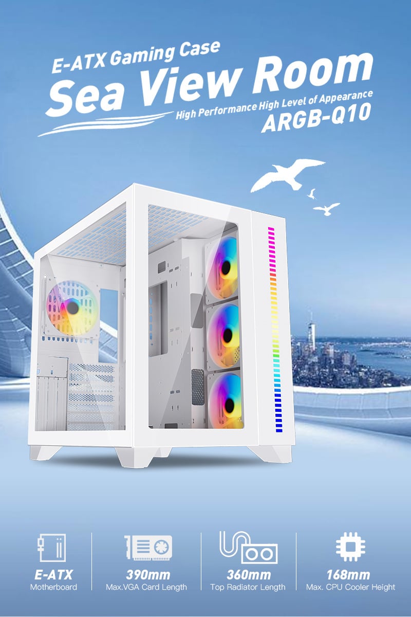 DIYPC ARGB-Q10-W White USB3.0 ATX Mid Tower Gaming Computer Case