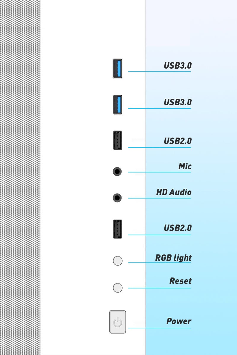 DIYPC ARGB-Q10-W White USB3.0 ATX Mid Tower Gaming Computer Case