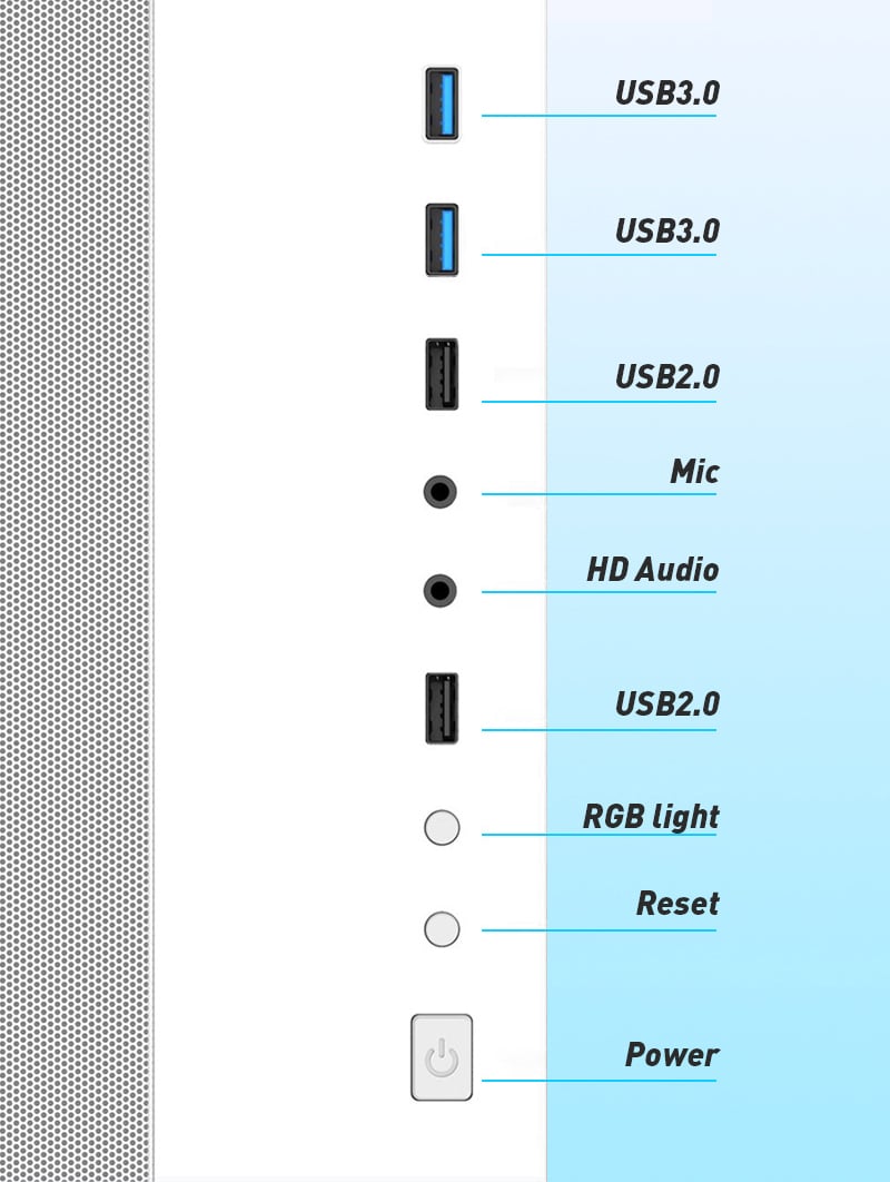 DIYPC ARGB-Q10-W White USB3.0 ATX Mid Tower Gaming Computer Case