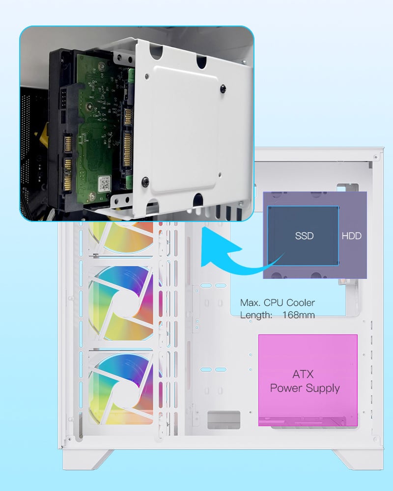 DIYPC ARGB-Q10-W White USB3.0 ATX Mid Tower Gaming Computer Case