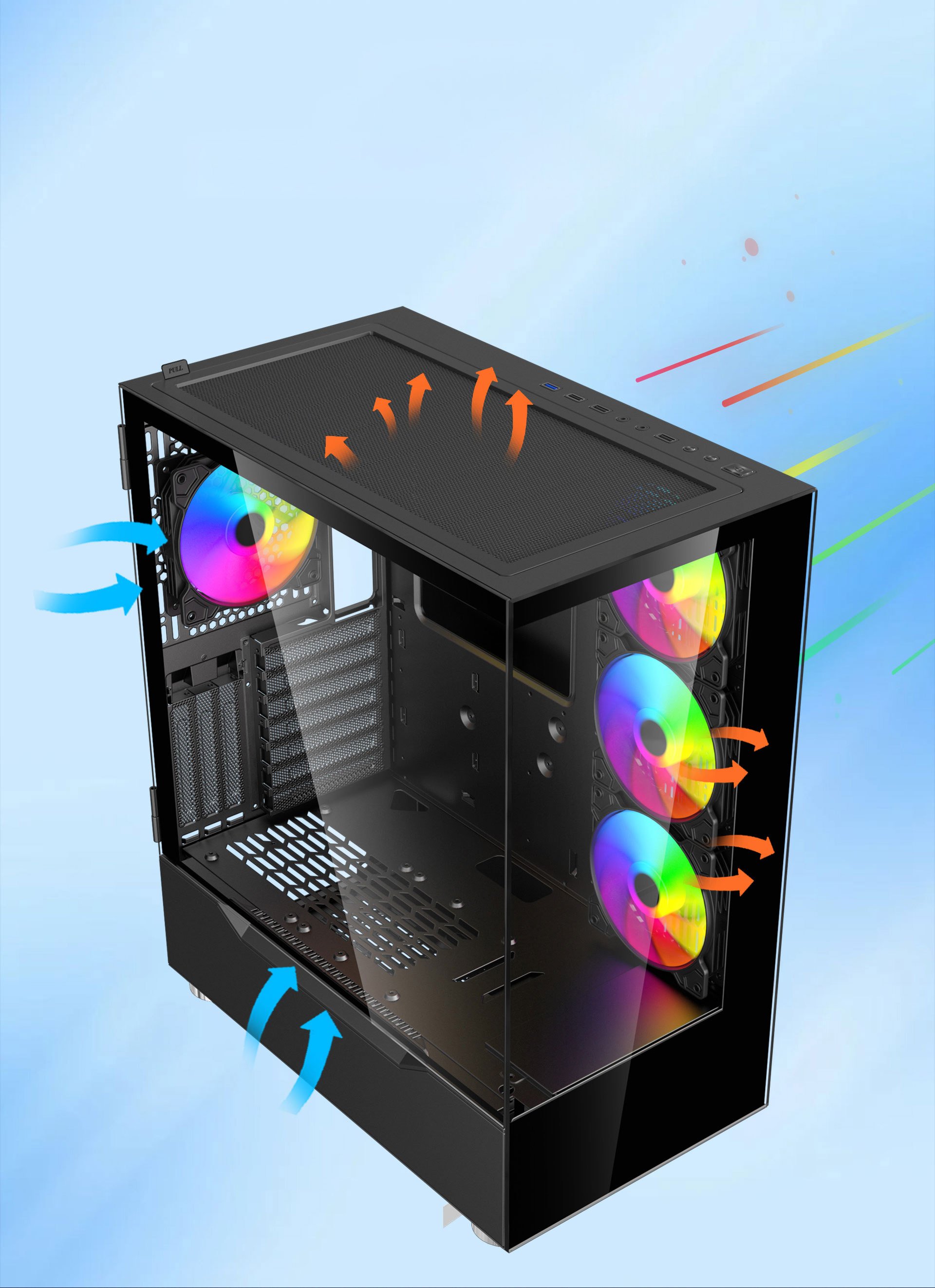 DIYPC ARGB-Q18-BK Black ATX Mid Tower Gaming Computer Case