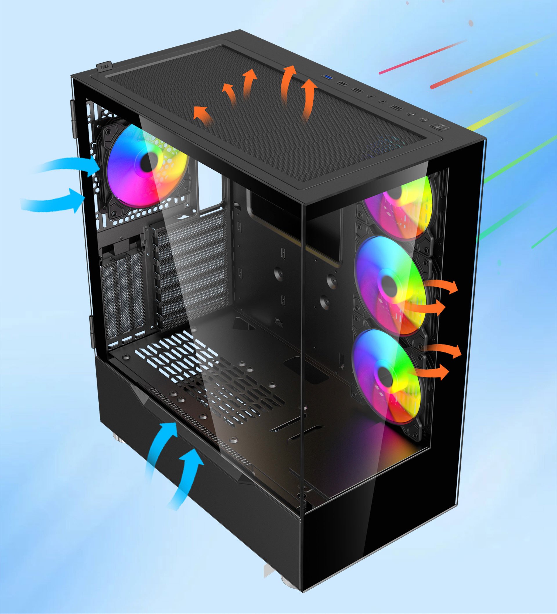 DIYPC ARGB-Q18-BK Black ATX Mid Tower Gaming Computer Case