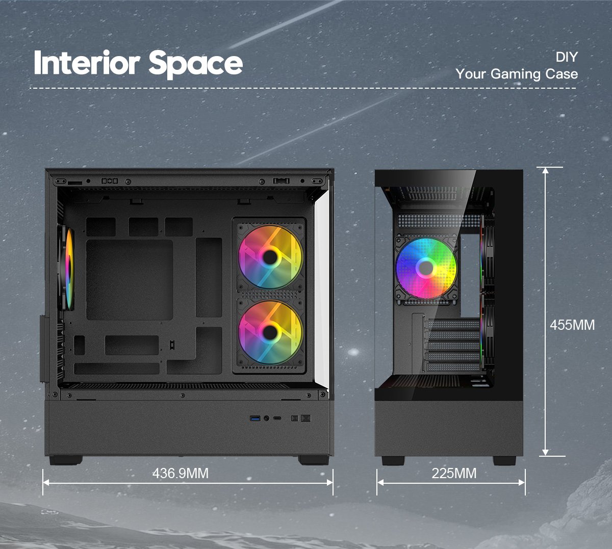 DIYPC ARGB-N1-BK Black Gaming Computer Case