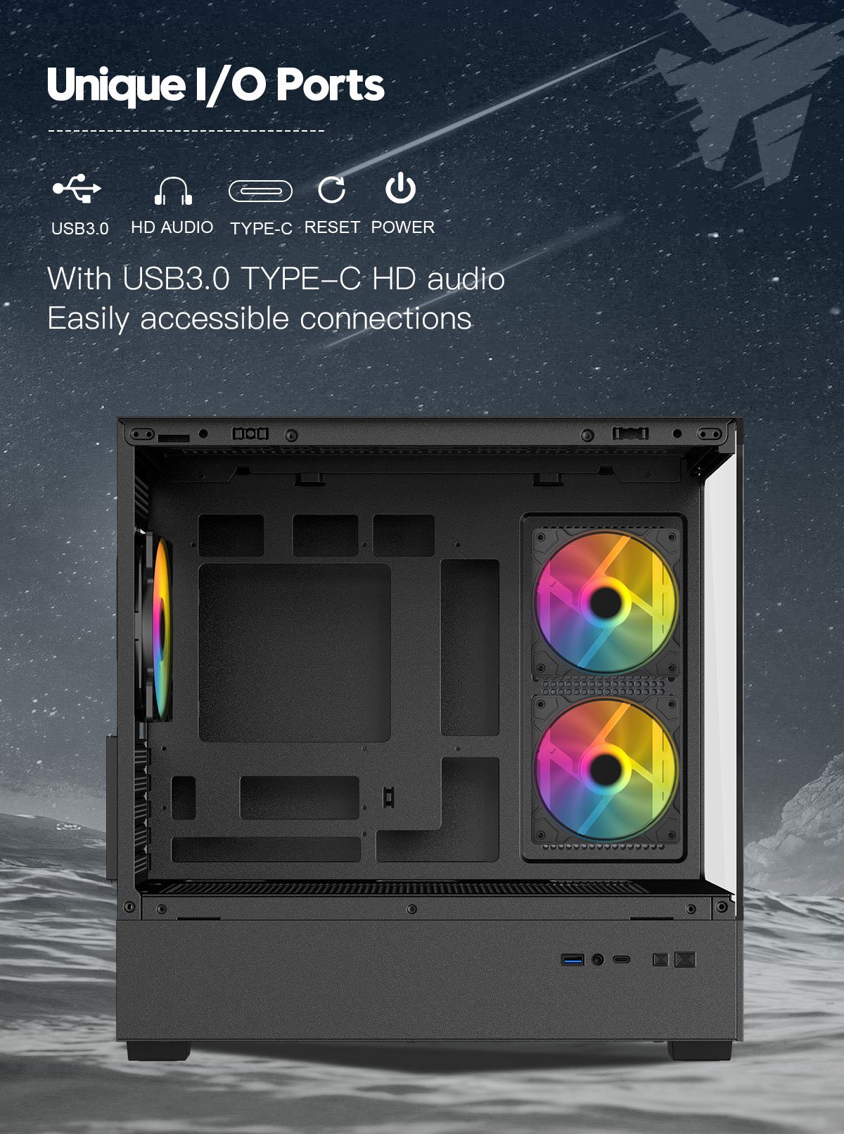 DIYPC ARGB-N1-BK Gaming Computer Case