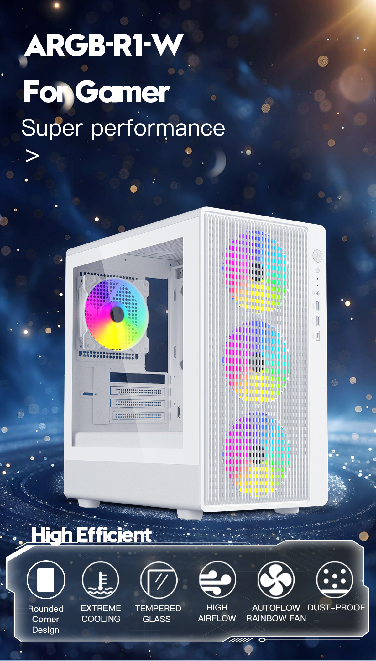 DIYPC ARGB-R1-W White USB3.0 /Type C Micro ATX Gaming Computer Case