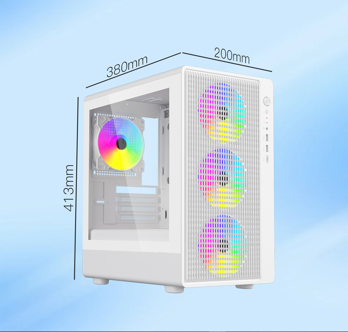 DIYPC ARGB-R1-W White USB3.0 /Type C Micro ATX Gaming Computer Case