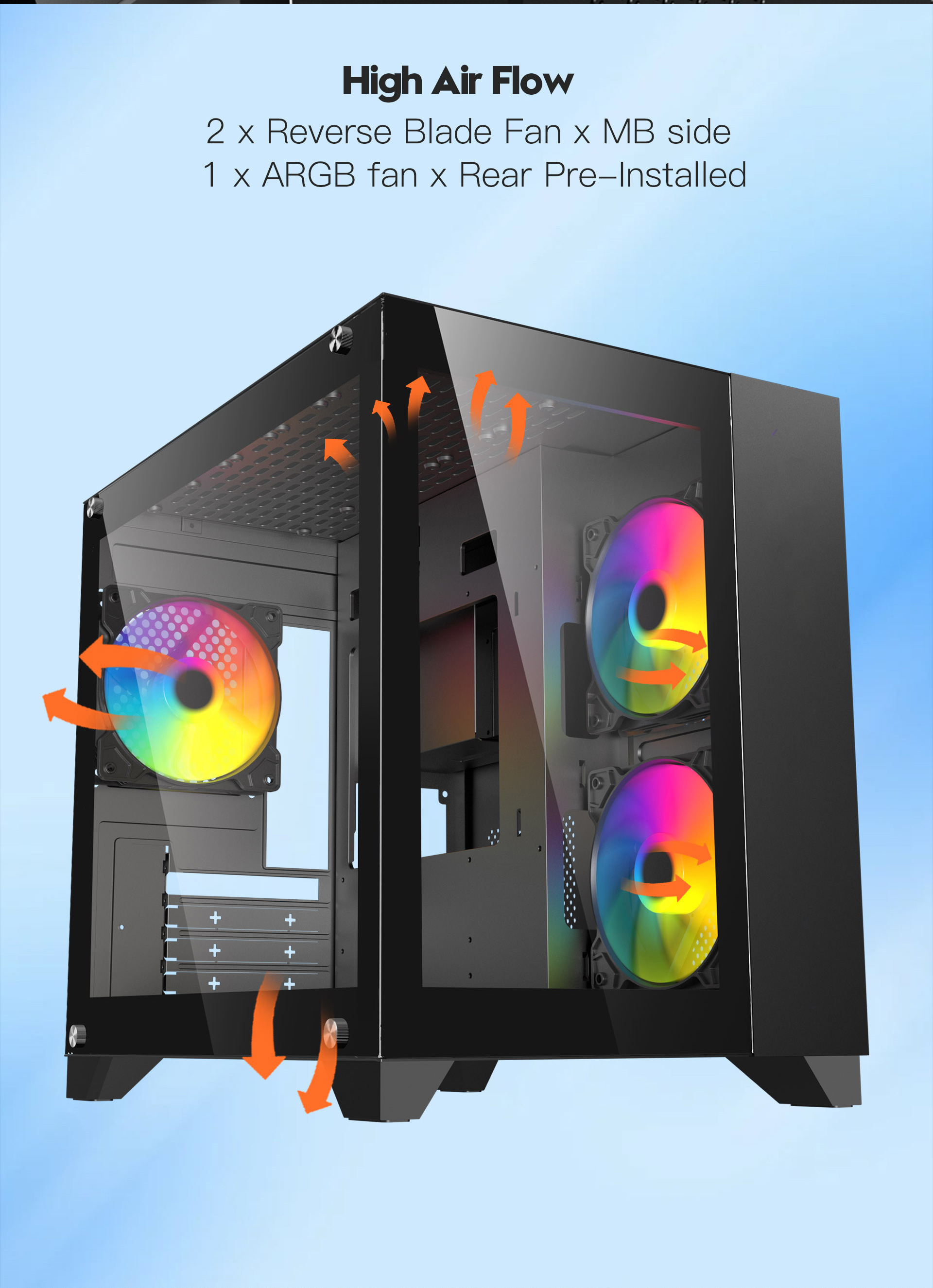 DIYPC ARGB-Q3.R2-BK Gaming Computer Case