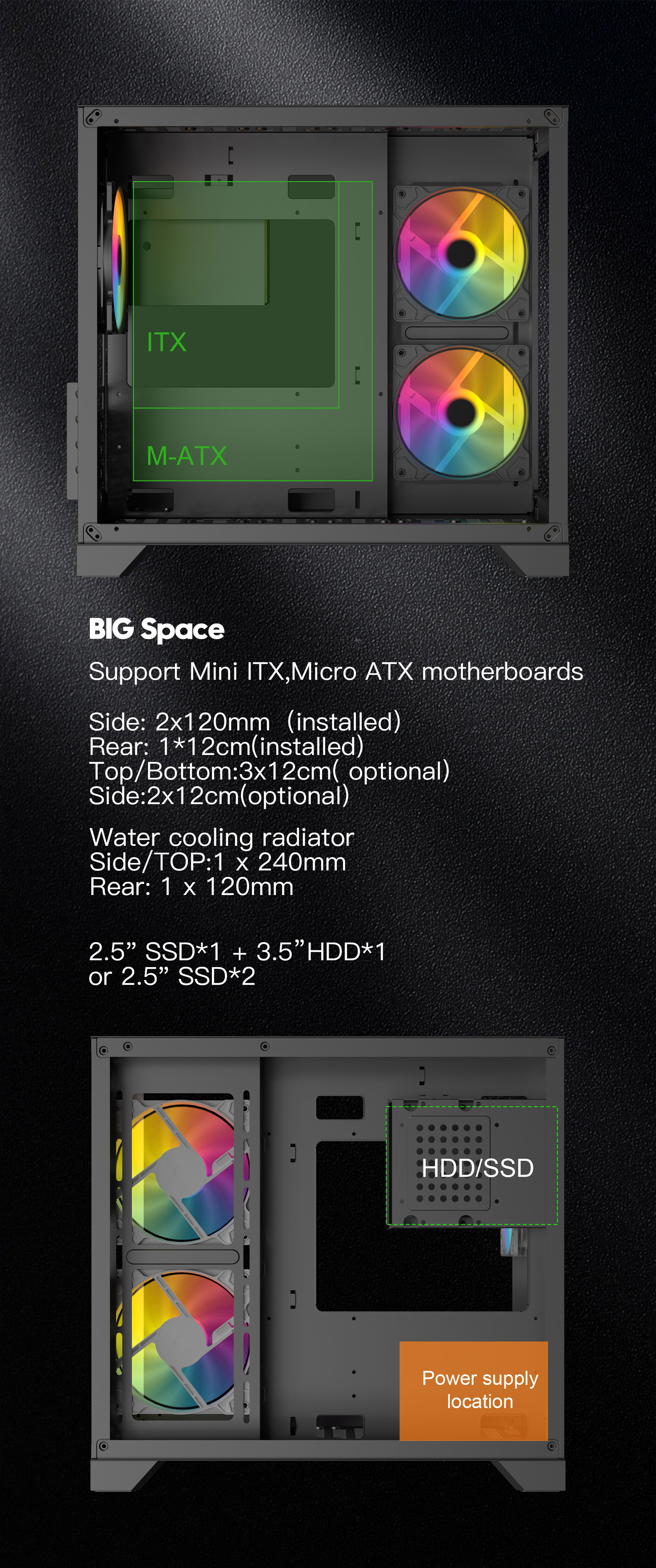 DIYPC ARGB-Q3.R2-BK Gaming Computer Case