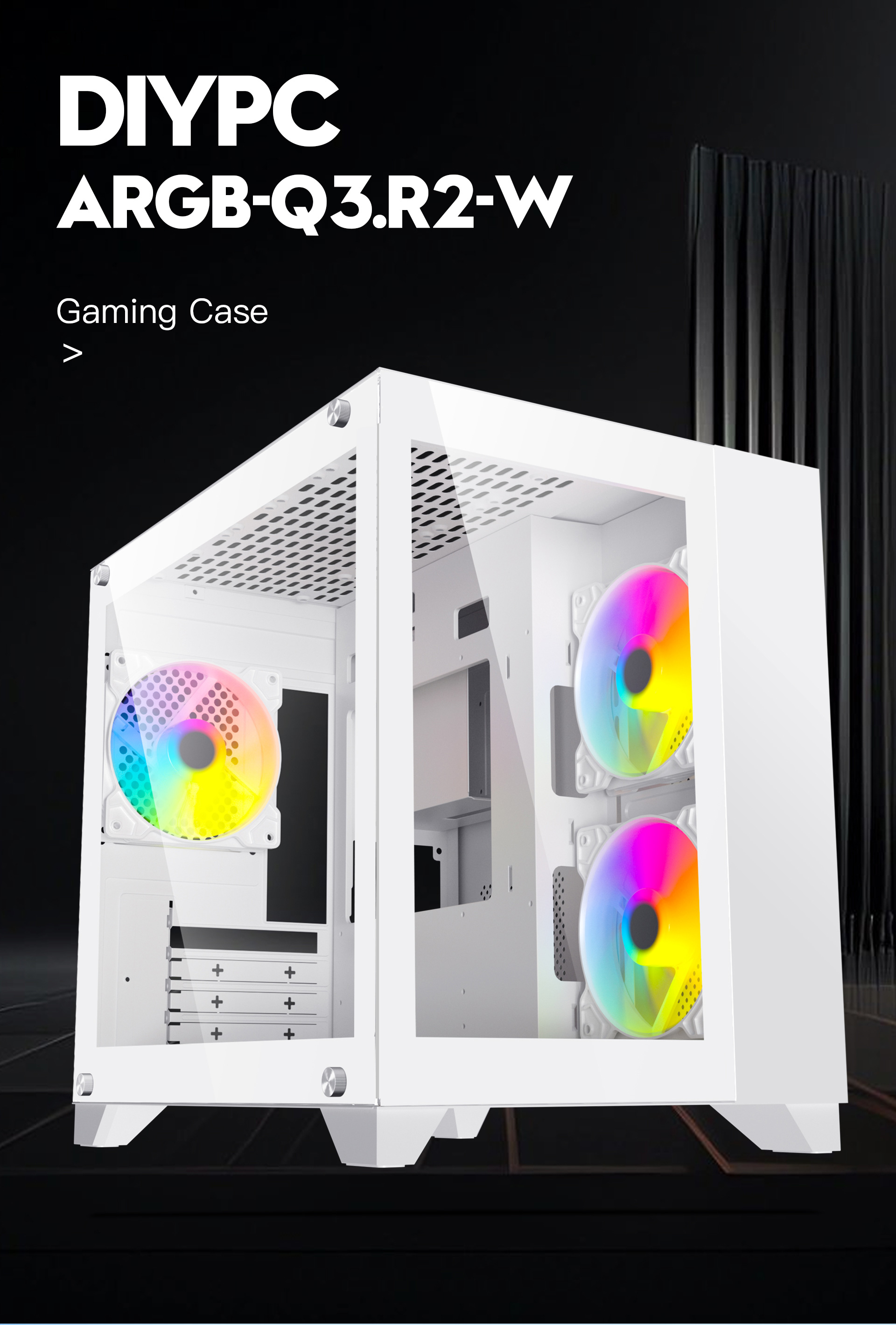 DIYPC ARGB-Q3.R2-W Computer Case