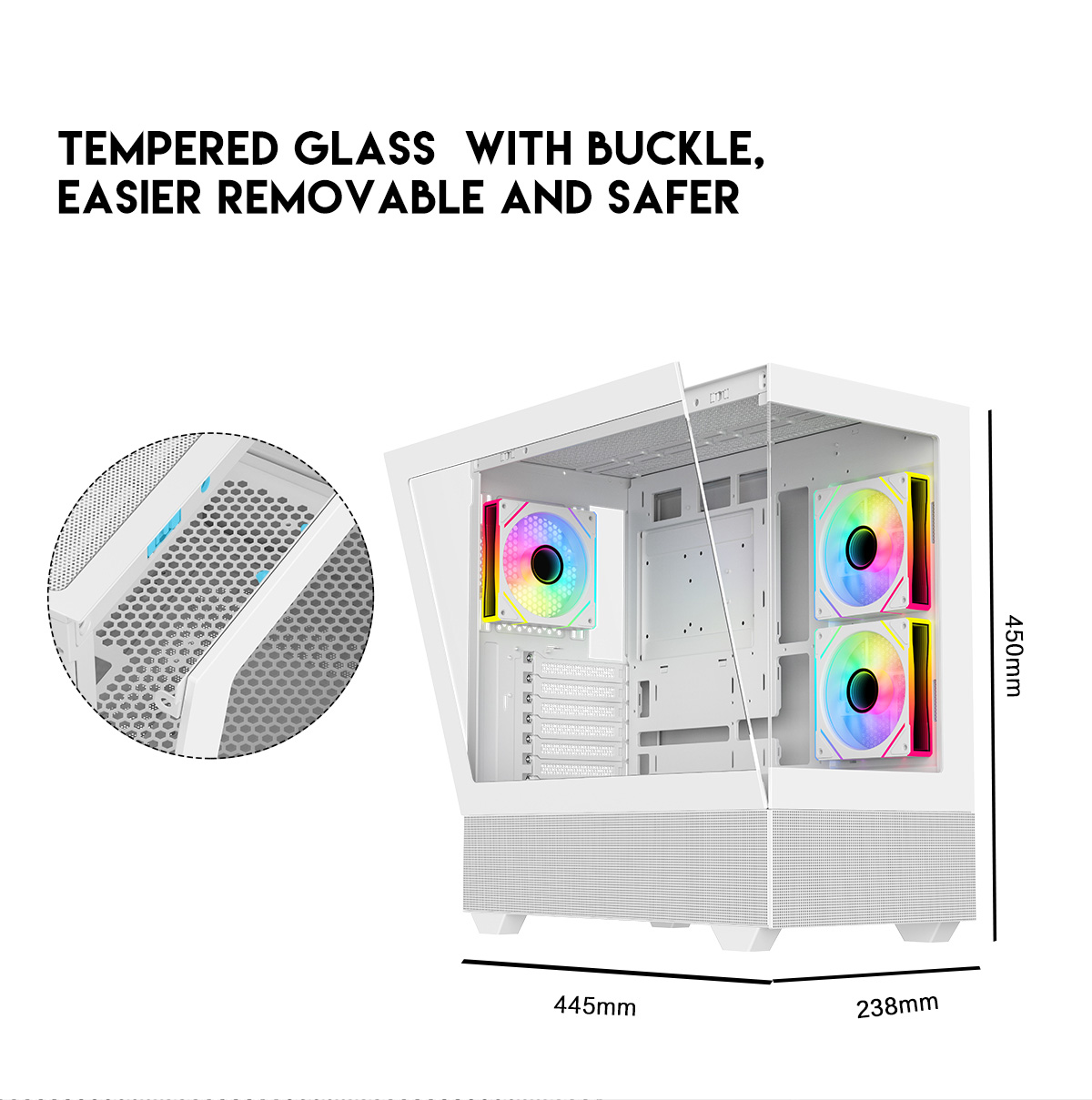 DIYPC ARGB-N5-W White Gaming Computer Case