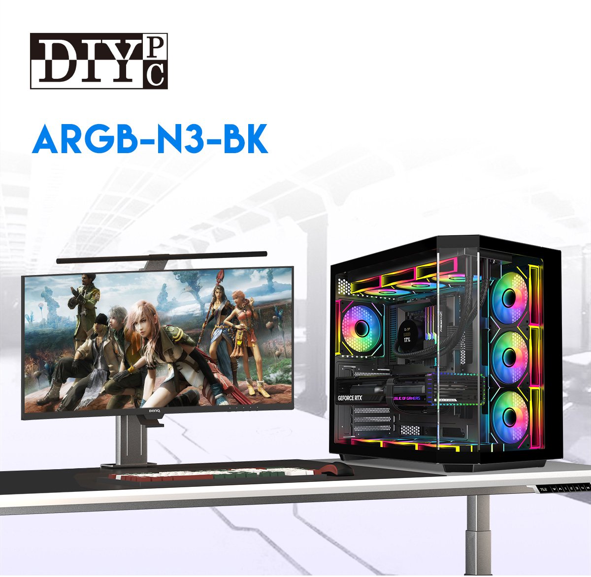 DIYPC ARGB-N3-BK Black Gaming Computer Case