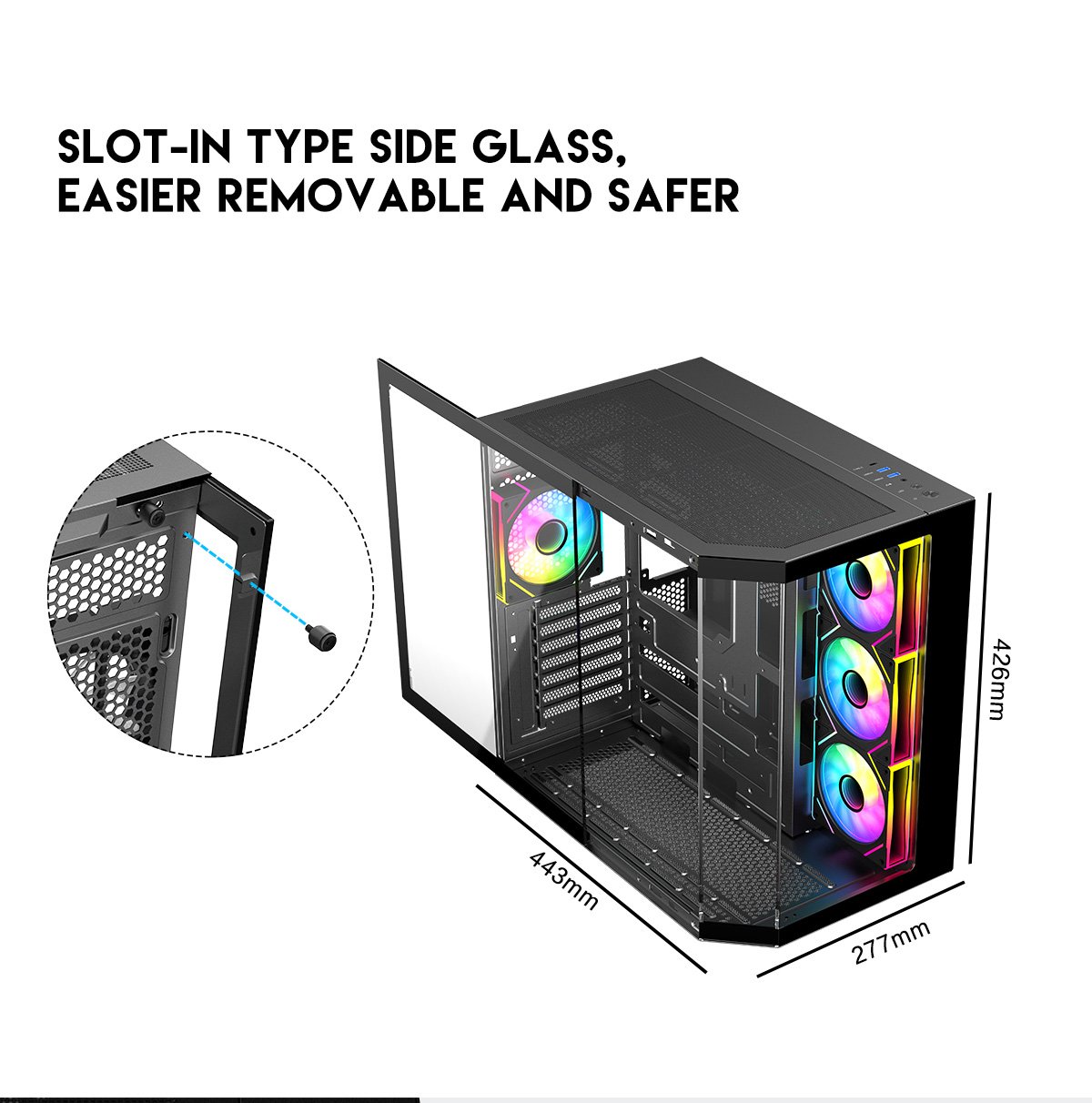 DIYPC ARGB-N3-BK Black Gaming Computer Case
