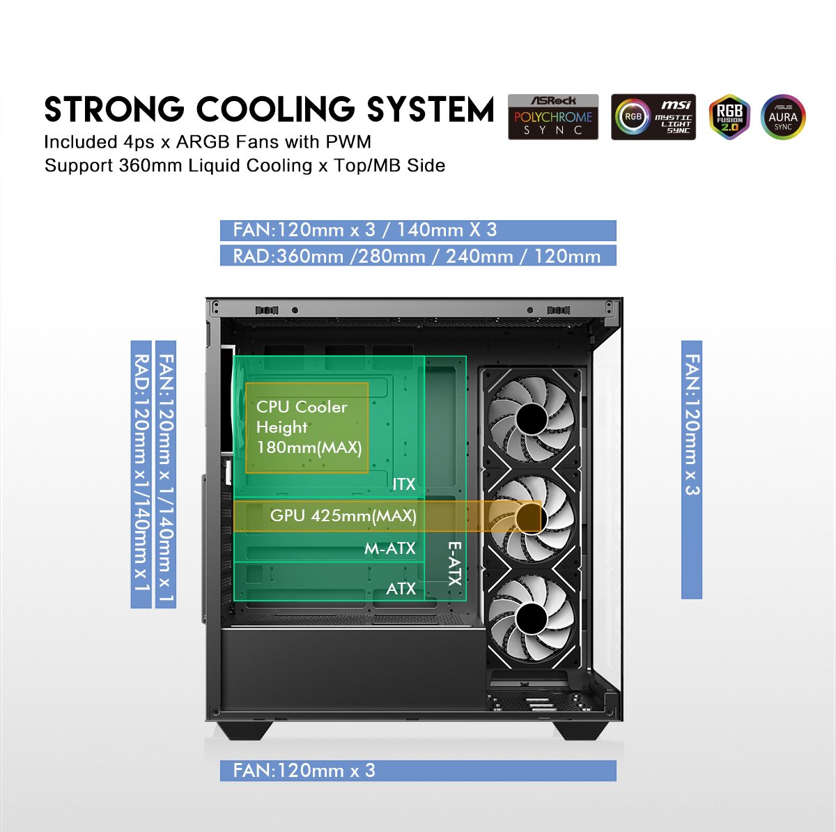 DIYPC ARGB-N6-BK Black Computer Case