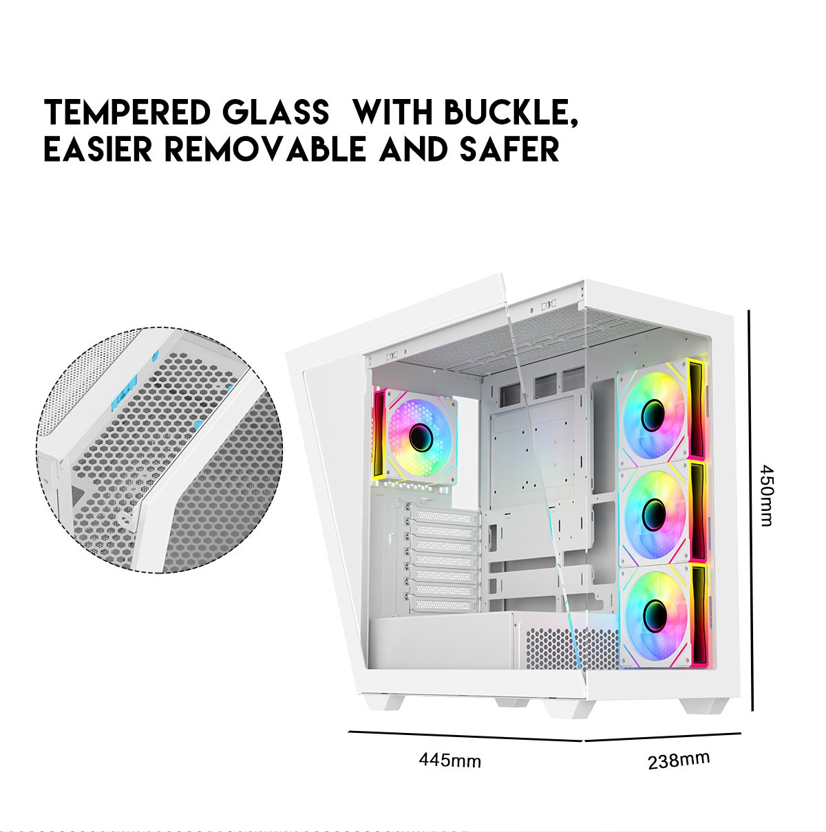 DIYPC ARGB-N6-W White Gaming Computer Case