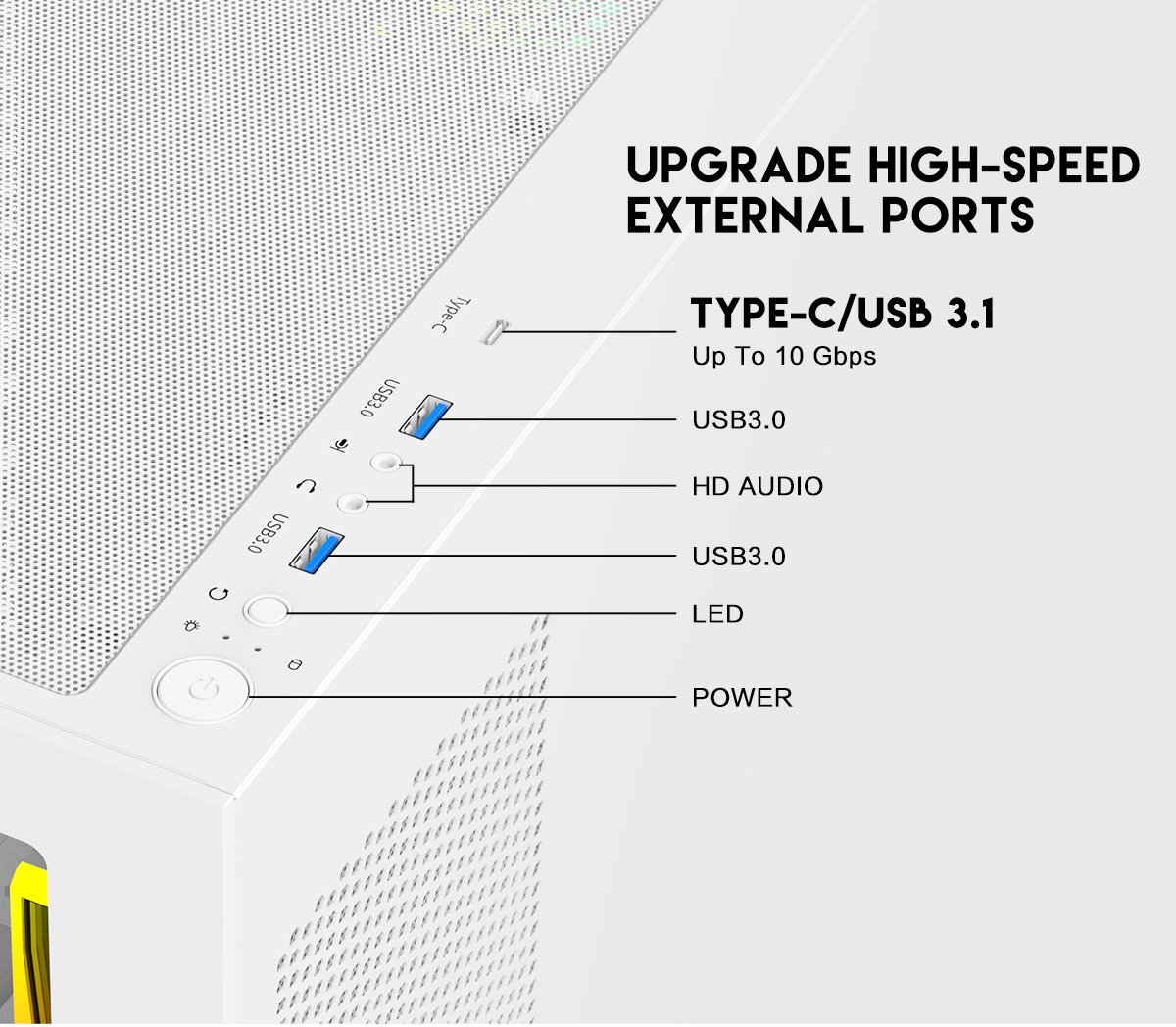 DIYPC ARGB-N6-W White Gaming Computer Case