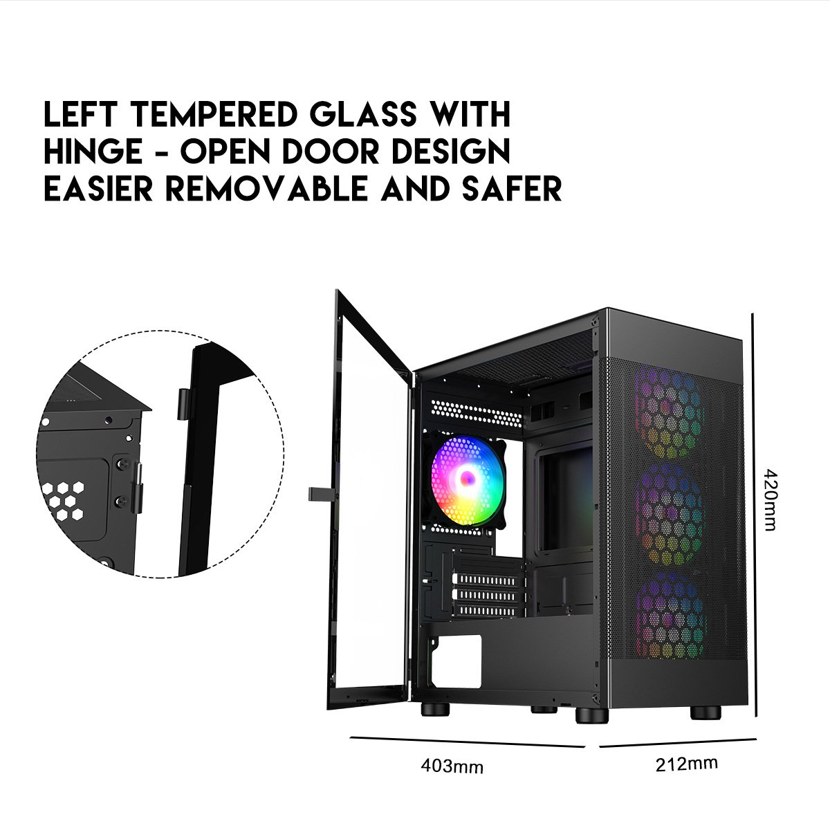 DIYPC ARGB-G5-BK Black Computer Case