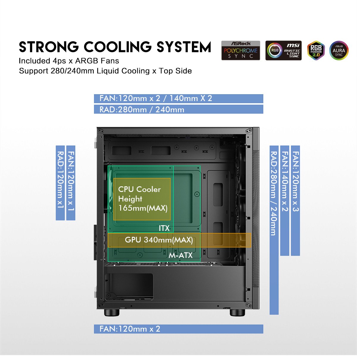 DIYPC ARGB-G5-BK Black Computer Case