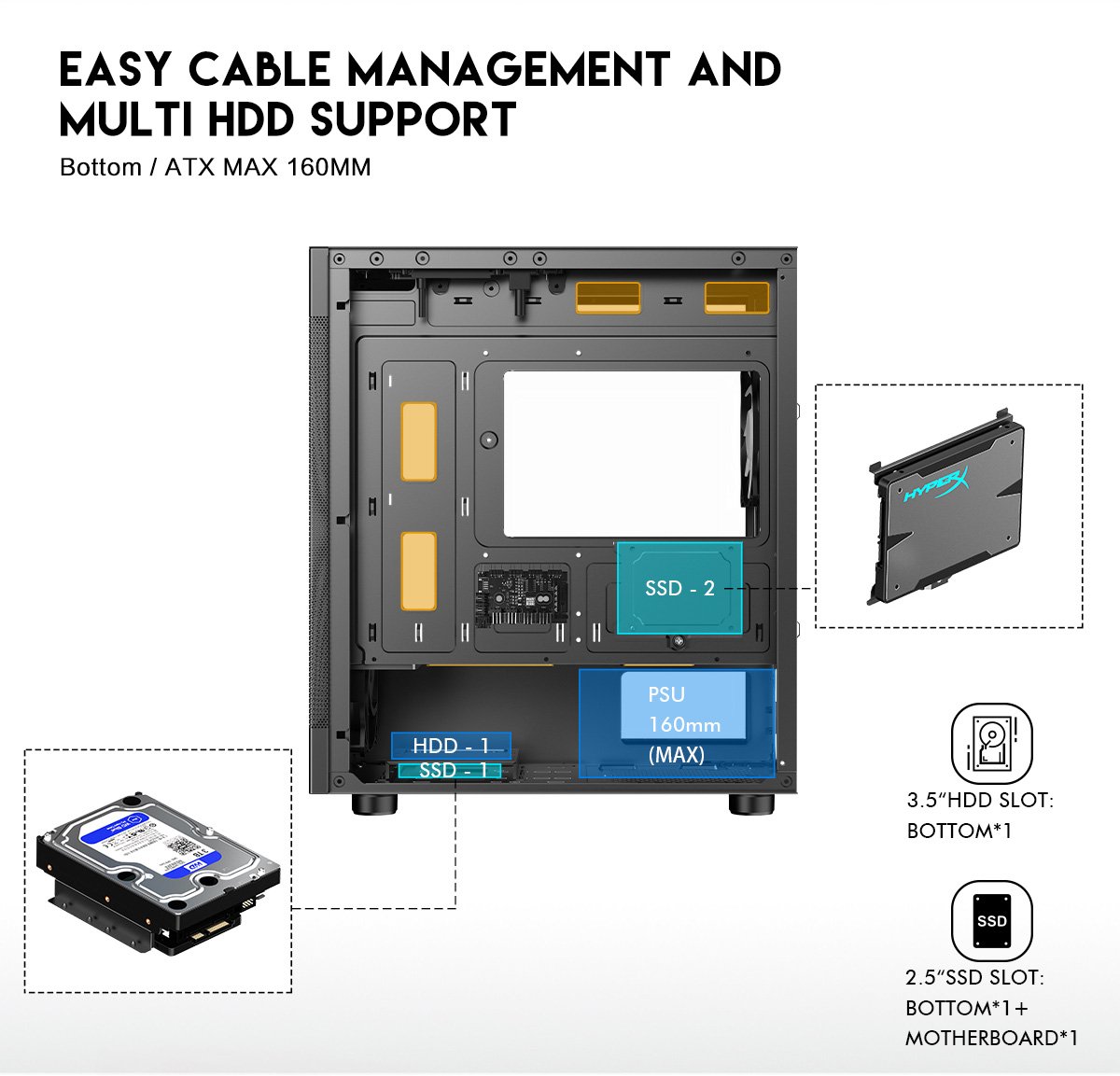 DIYPC ARGB-G5-BK Black Computer Case