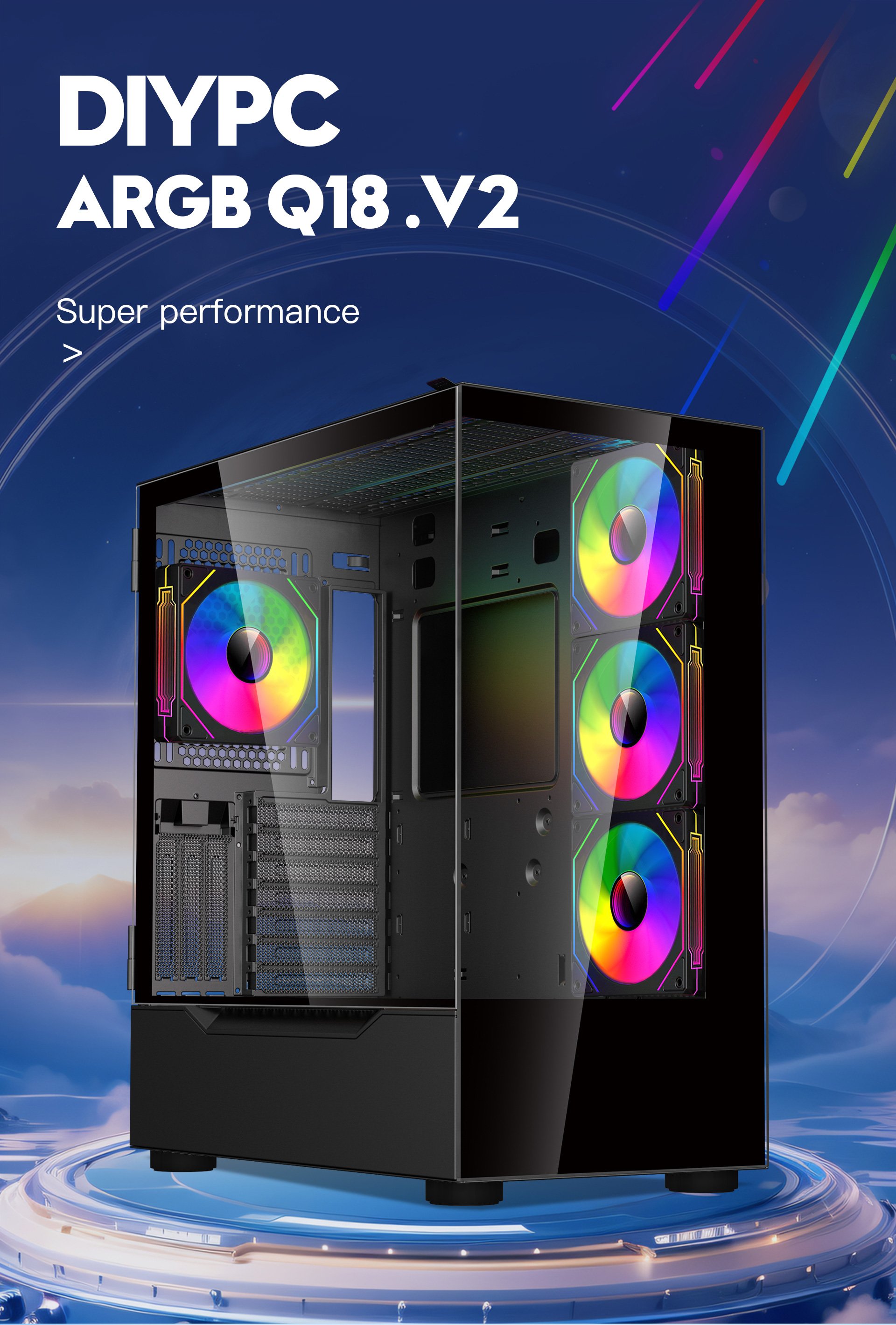 DIYPC ARGB-Q18.V2-BK Computer Case