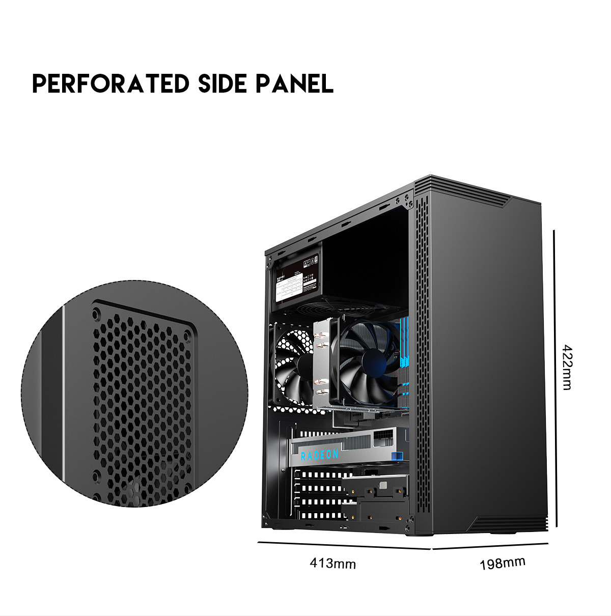 DIYPC DIY-S05-BK Black USB3.0 Steel ATX Mid Tower Computer Case