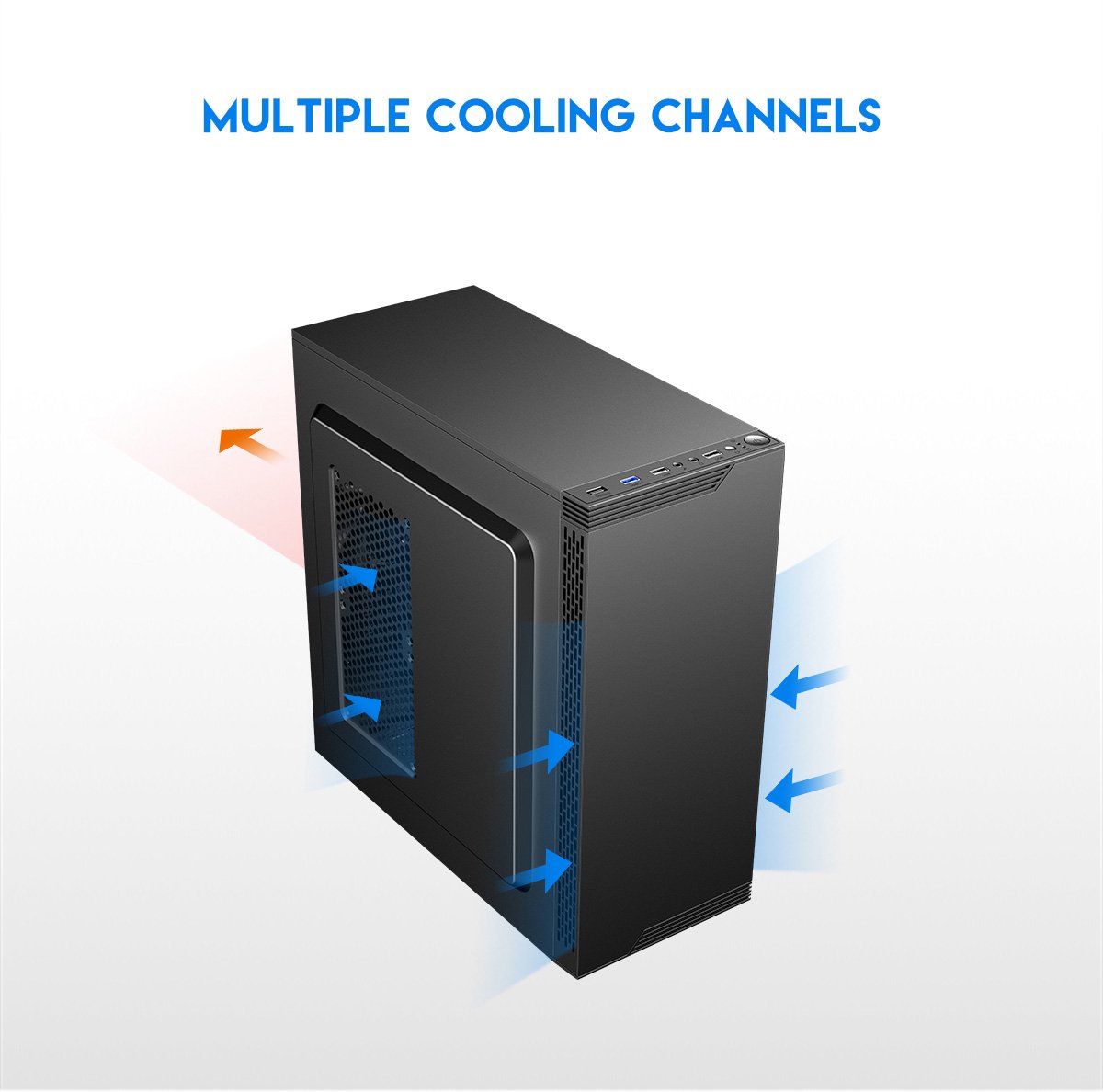 DIYPC DIY-S05-BK Black USB3.0 Steel ATX Mid Tower Computer Case