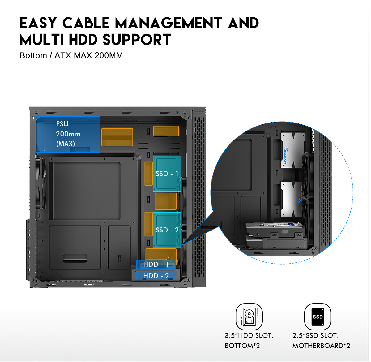 DIYPC DIY-S05-BK Black USB3.0 Steel ATX Mid Tower Computer Case