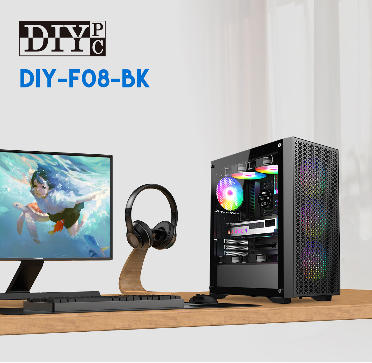 DIYPC DIY-F08-BK Black Gaming Computer Case