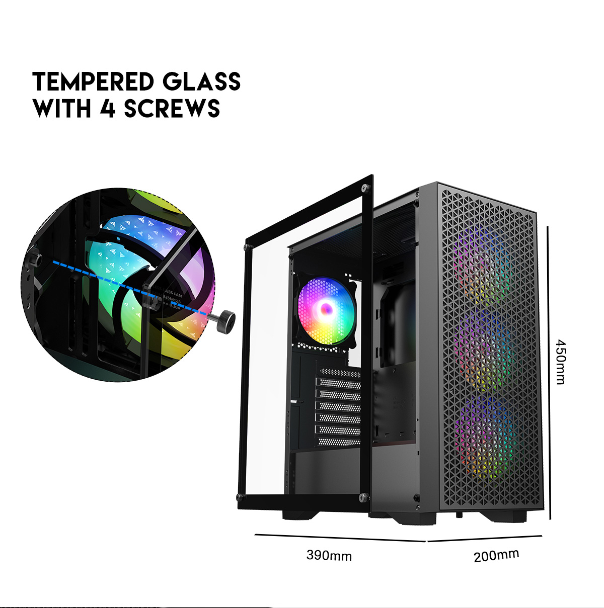 DIYPC DIY-F08-BK Black Gaming Computer Case