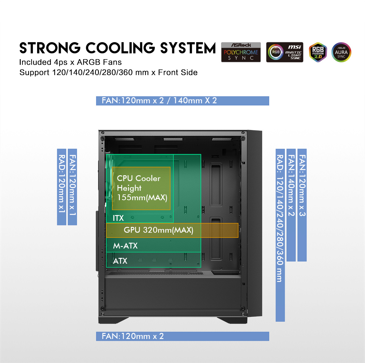 DIYPC DIY-F08-BK Black Gaming Computer Case