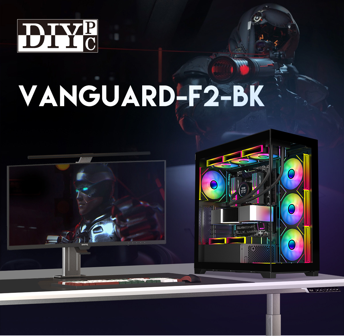 DIYPC Vanguard-F2-BK Black Computer Case