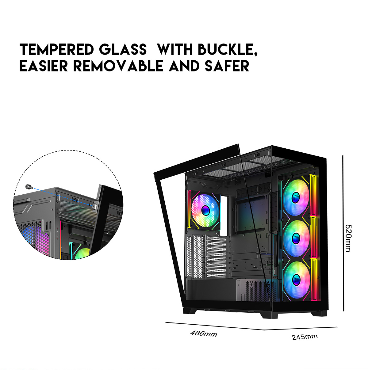 DIYPC Vanguard-F2-BK Black Computer Case