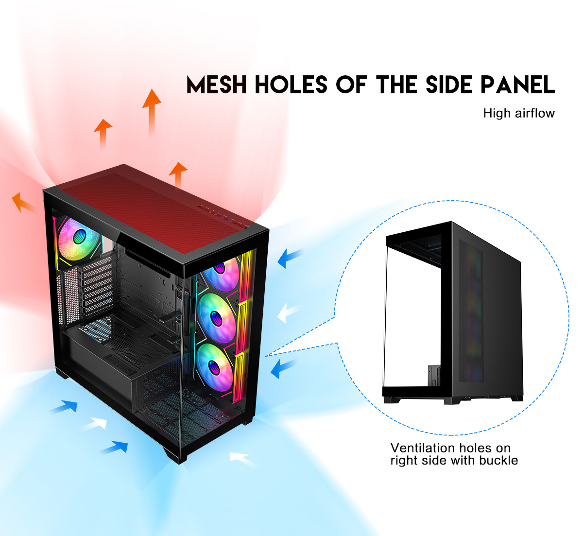 DIYPC Vanguard-F2-BK Black Computer Case