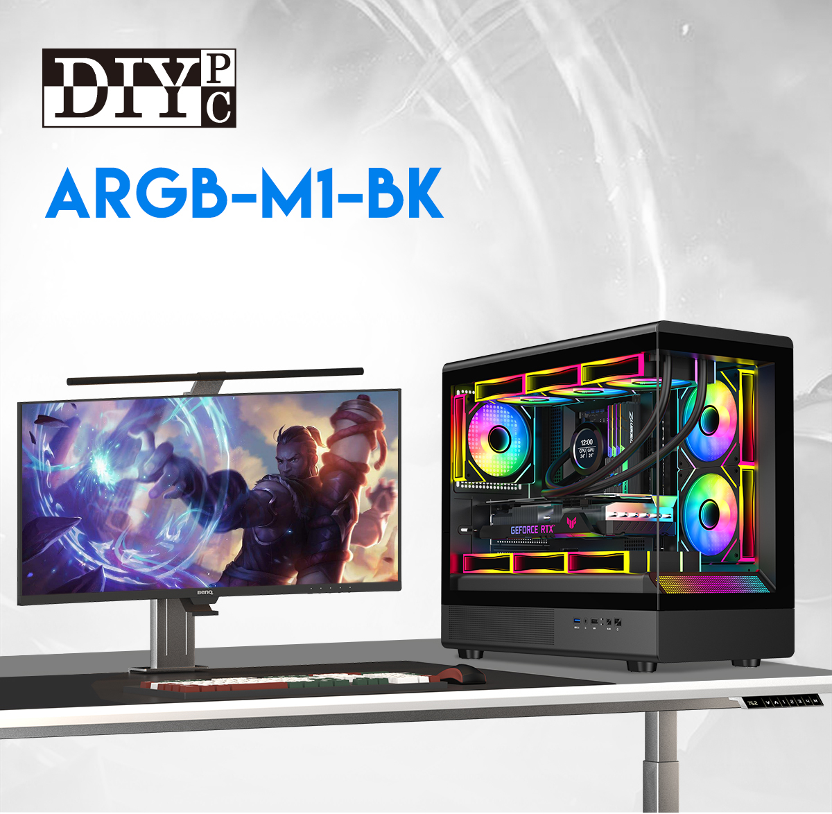 DIYPC ARGB-M1-BK Black Micro ATX Gaming Computer Case