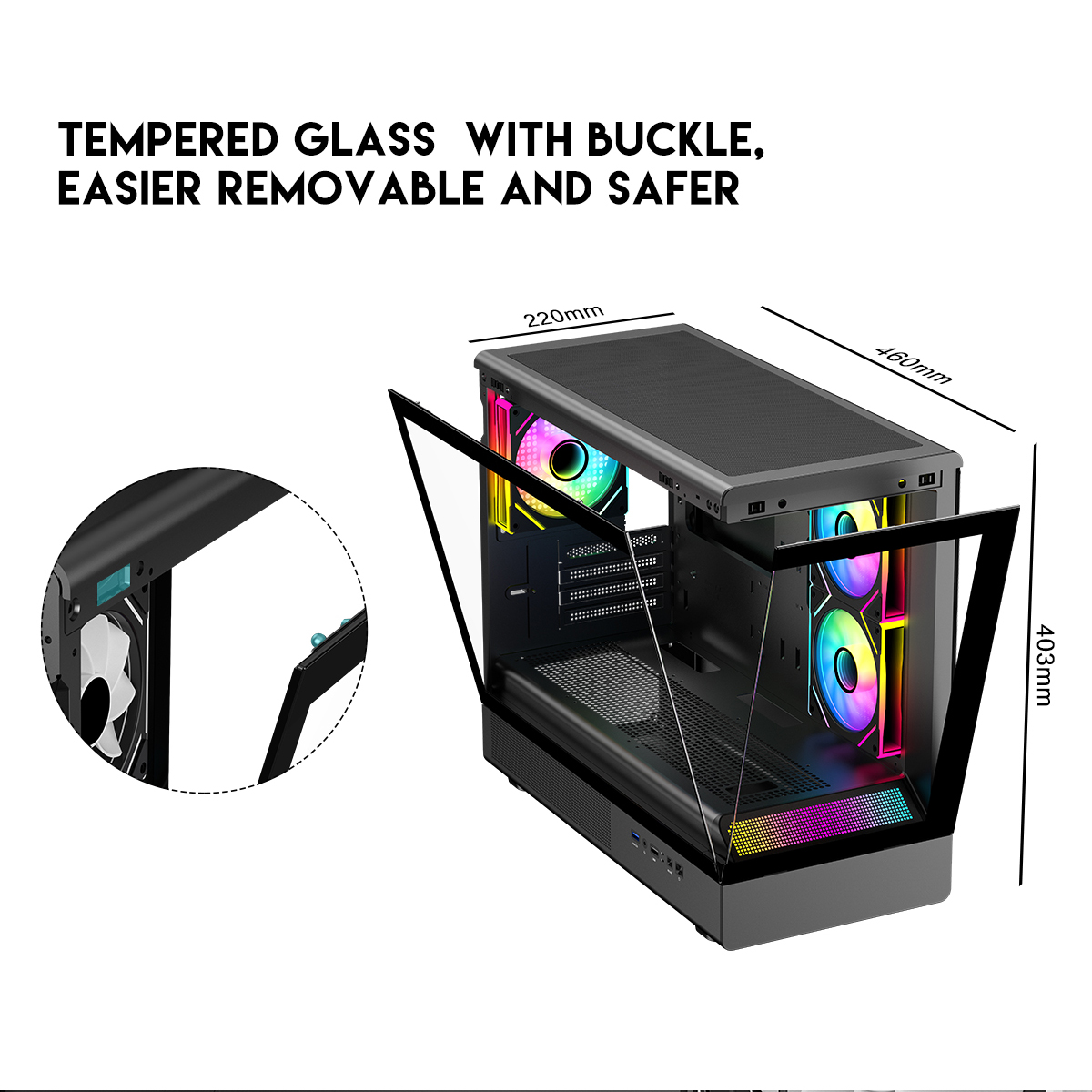 DIYPC ARGB-M1-BK Black Micro ATX Gaming Computer Case