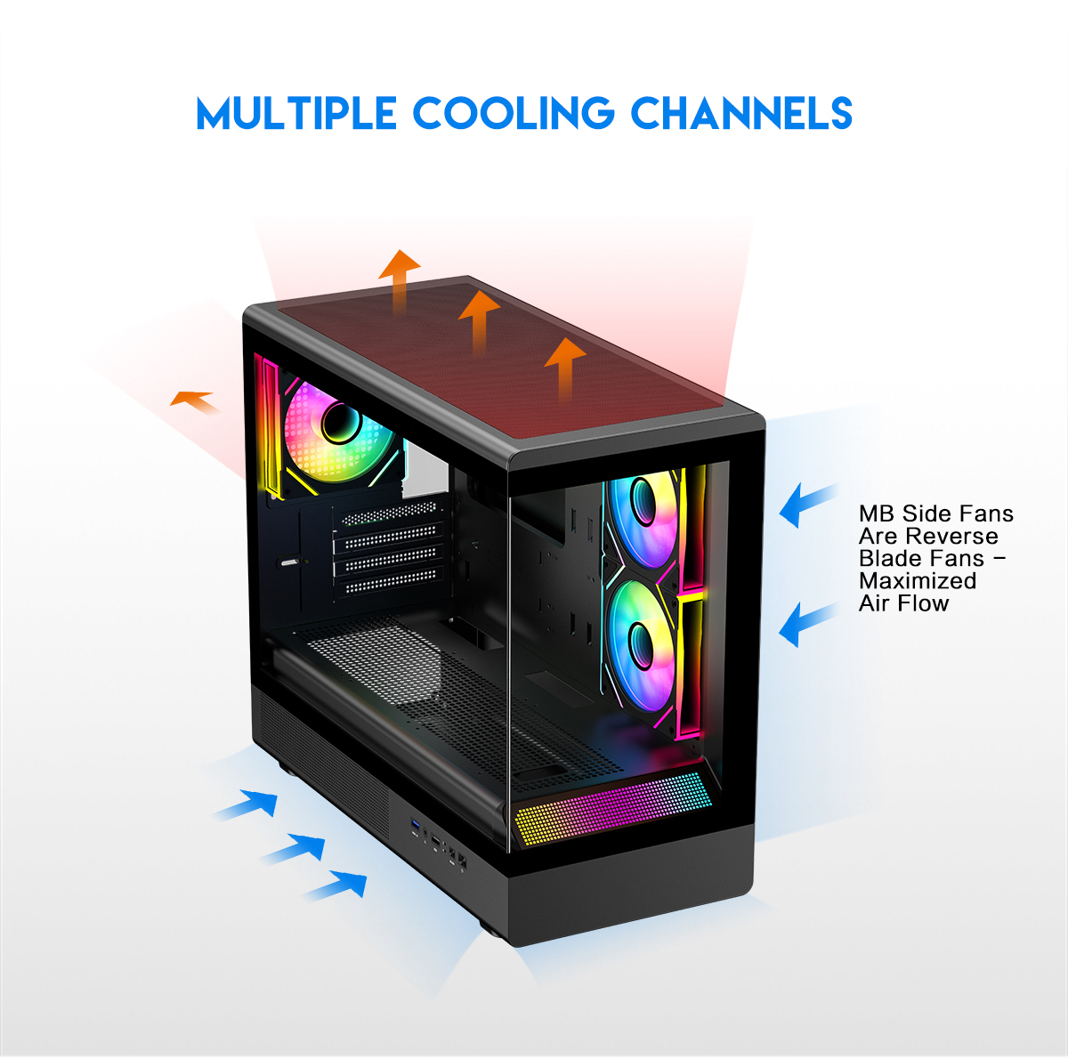 DIYPC ARGB-M1-BK Black Micro ATX Gaming Computer Case