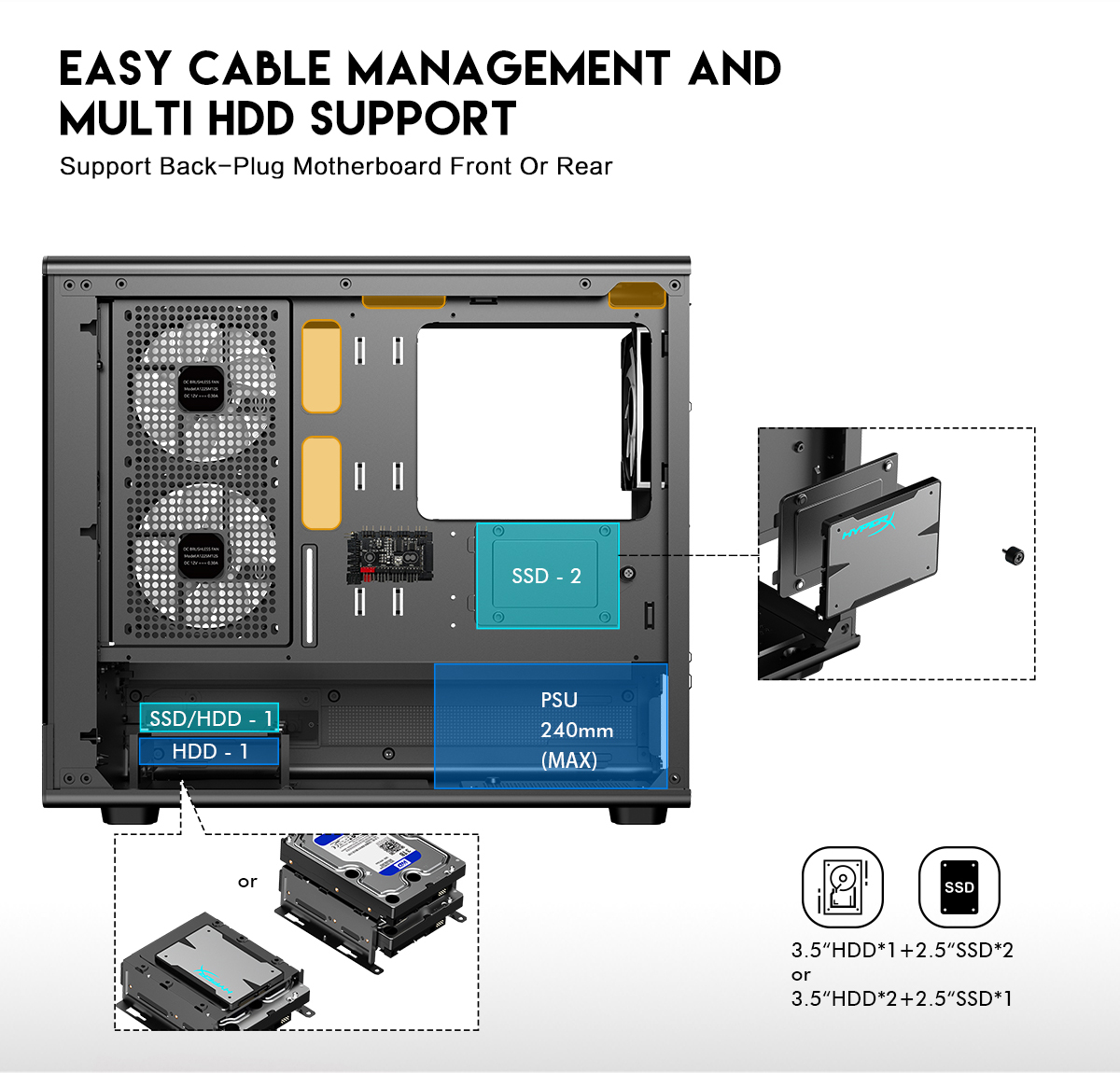 DIYPC ARGB-M1-BK Black Micro ATX Gaming Computer Case