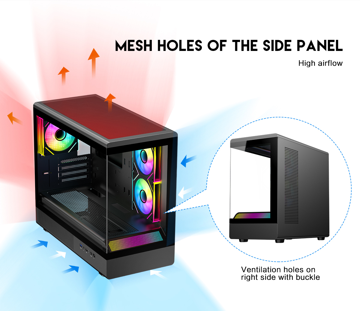 DIYPC ARGB-M1-BK Black Micro ATX Gaming Computer Case