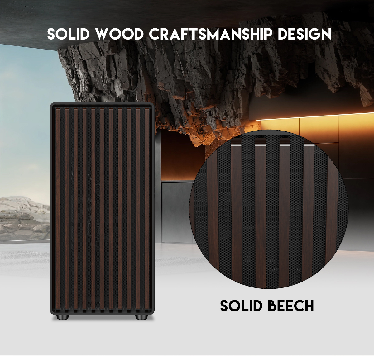DIYPC DIY-ATX08-Wood Black Gaming Computer Case