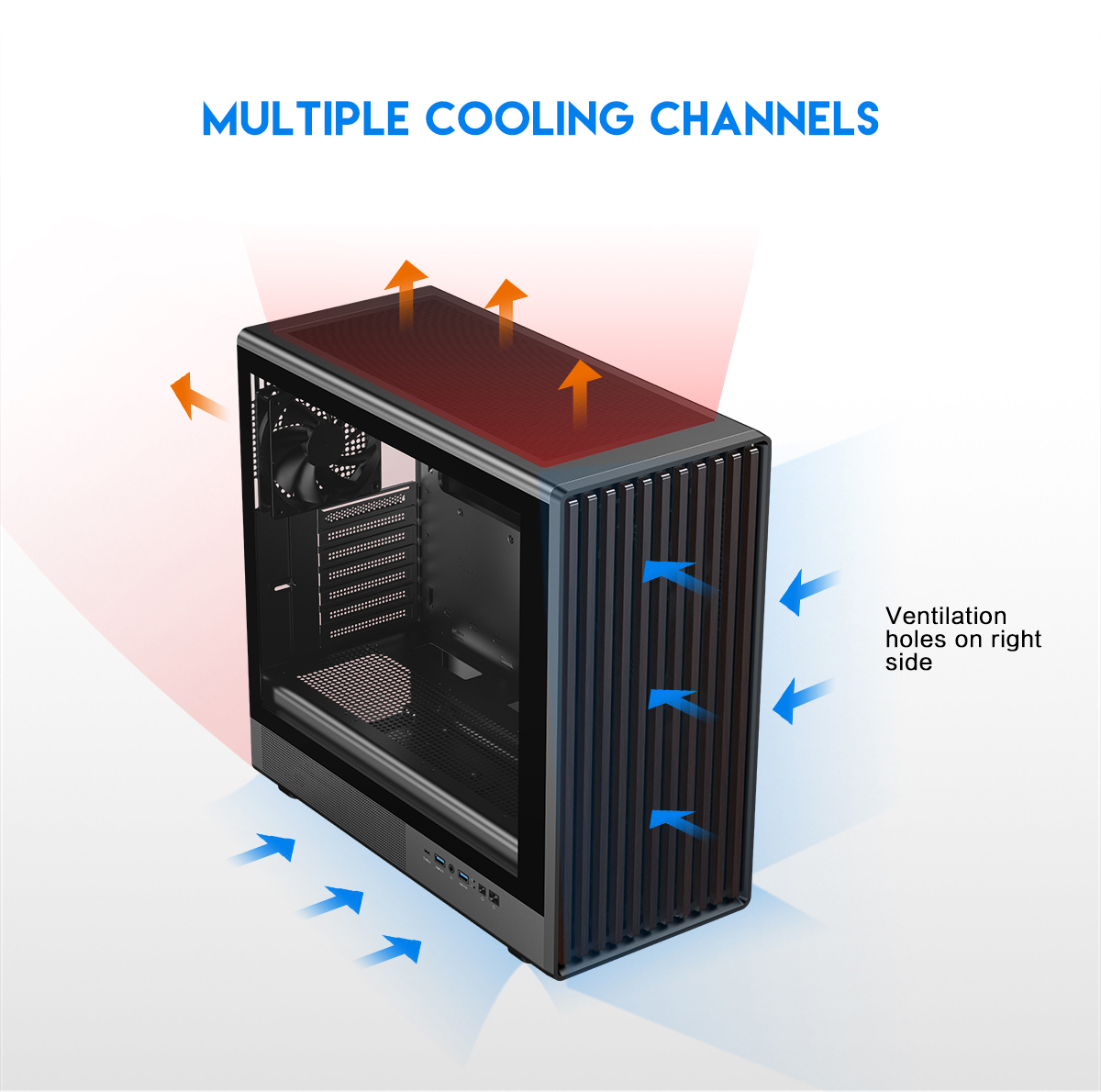 DIYPC DIY-ATX08-Wood Black Gaming Computer Case