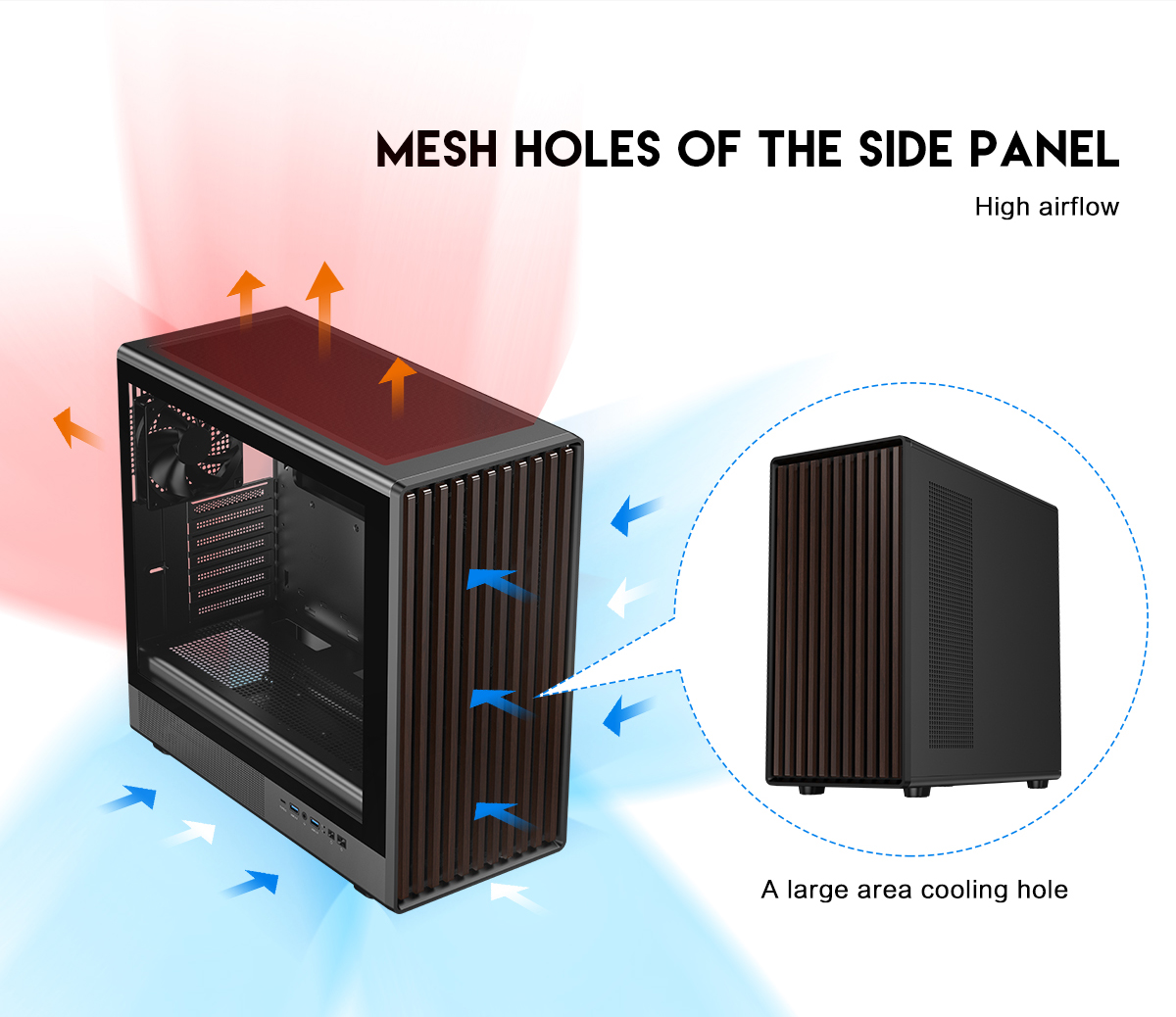 DIYPC DIY-ATX08-Wood Black Gaming Computer Case