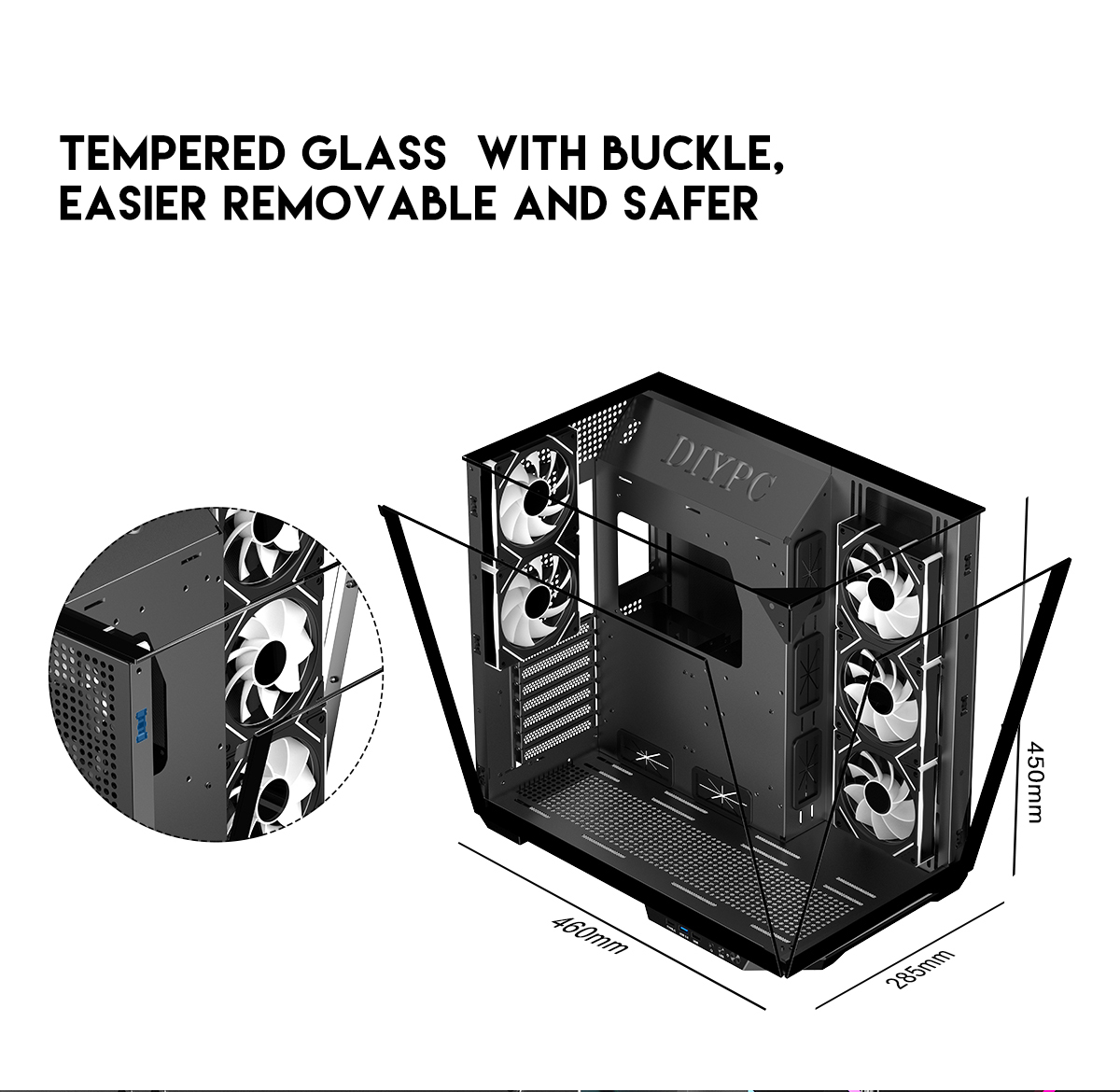 DIYPC ARGB-DC800-BK Gaming Computer Case