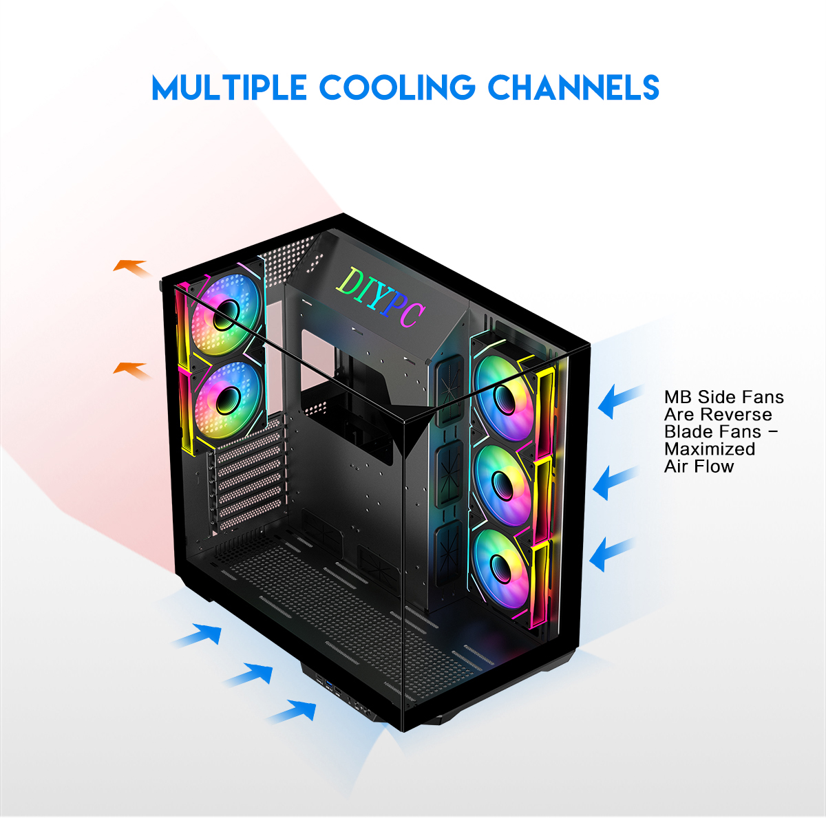 DIYPC ARGB-DC800-BK Gaming Computer Case