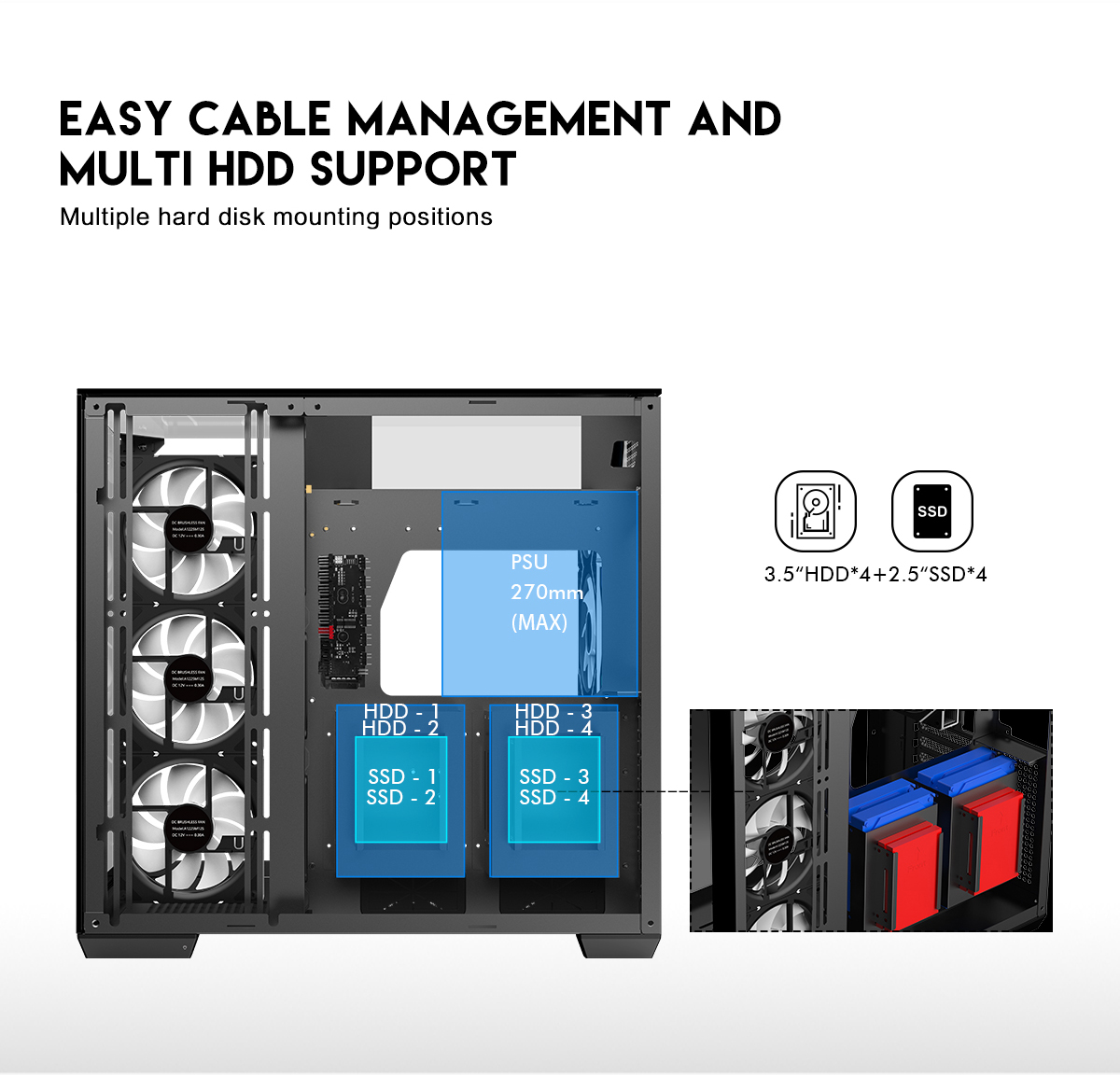 DIYPC ARGB-DC800-BK Gaming Computer Case
