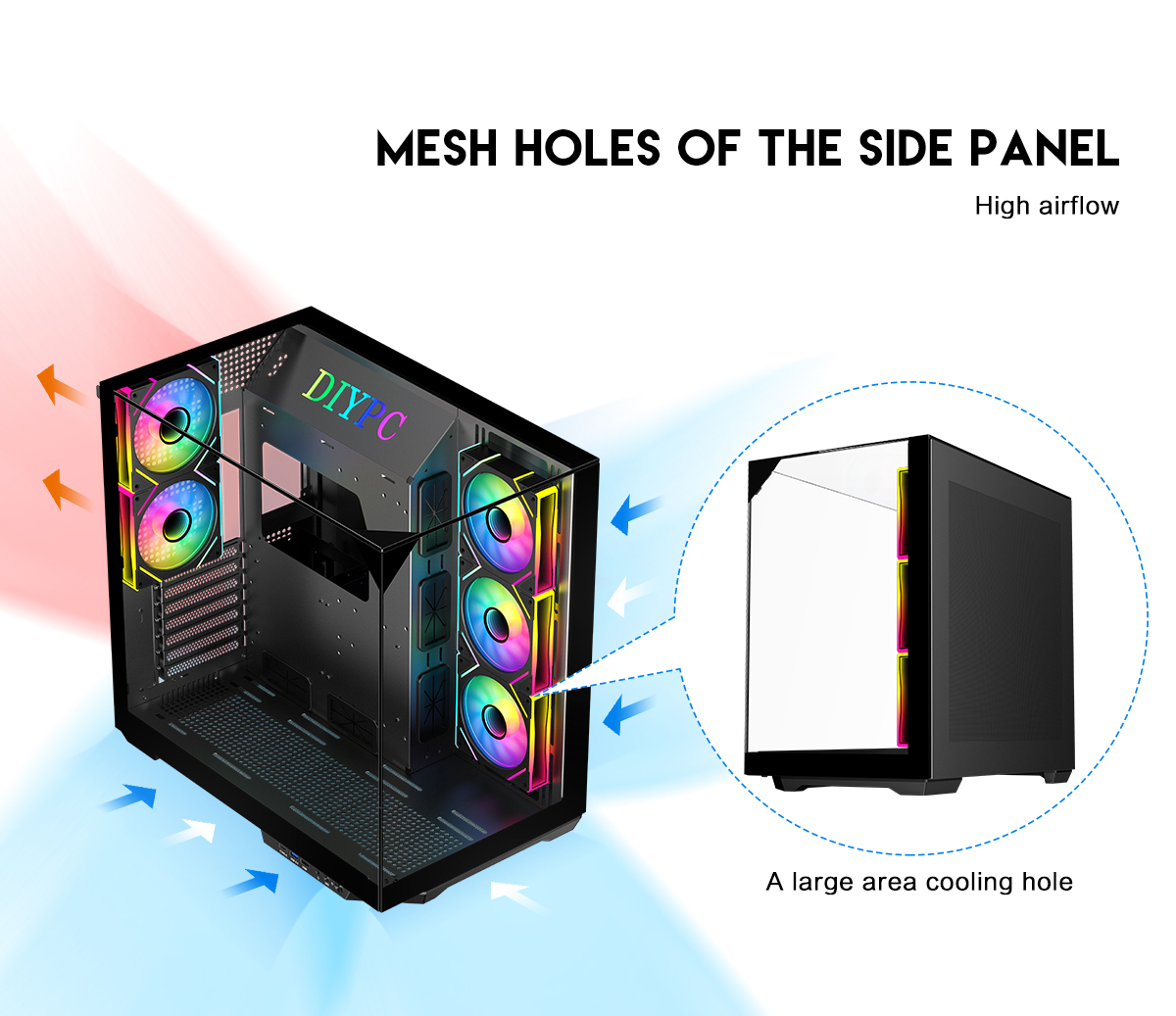 DIYPC ARGB-DC800-BK Gaming Computer Case