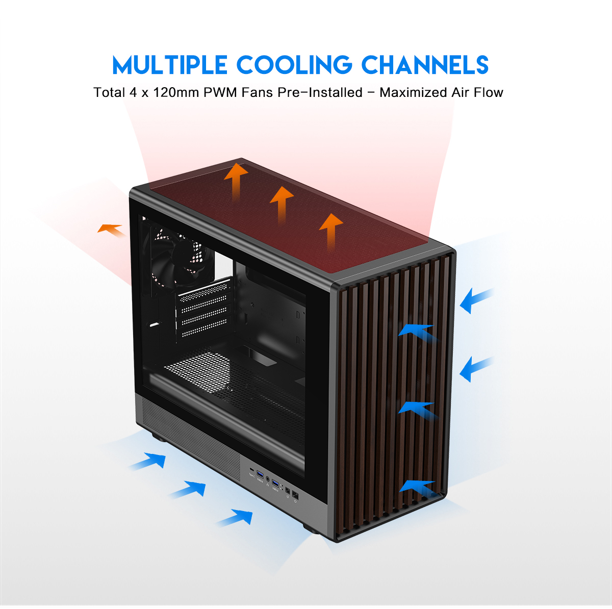 DIYPC DIY-mATX06-Wood Gaming Computer Case